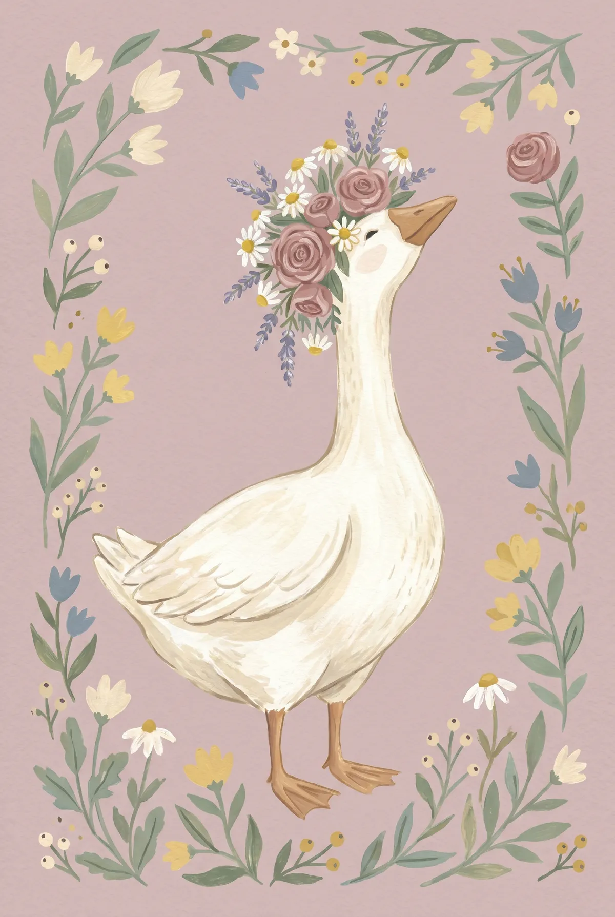 Floral Crown Goose Print