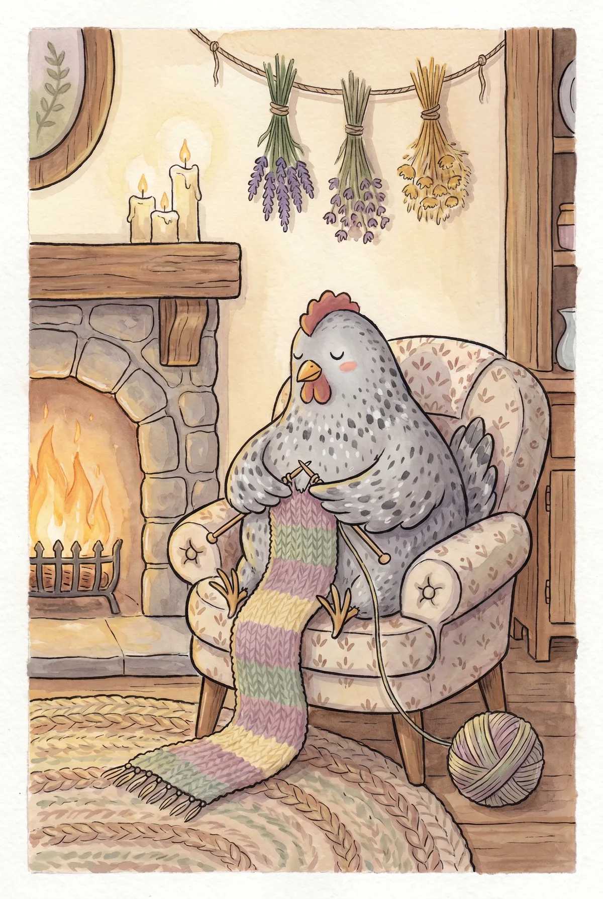 Knitting Chicken Print