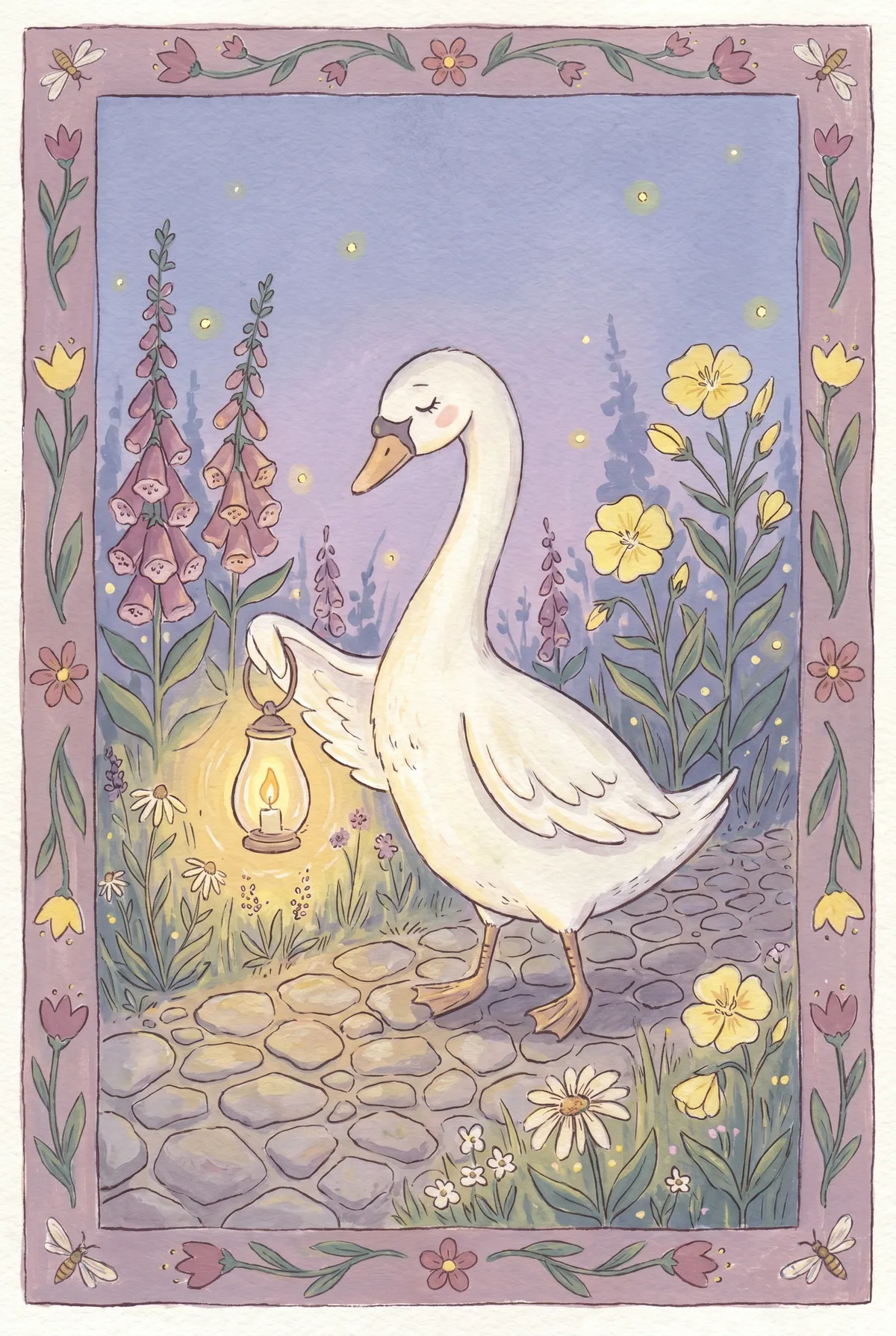 Swan with Lantern Print