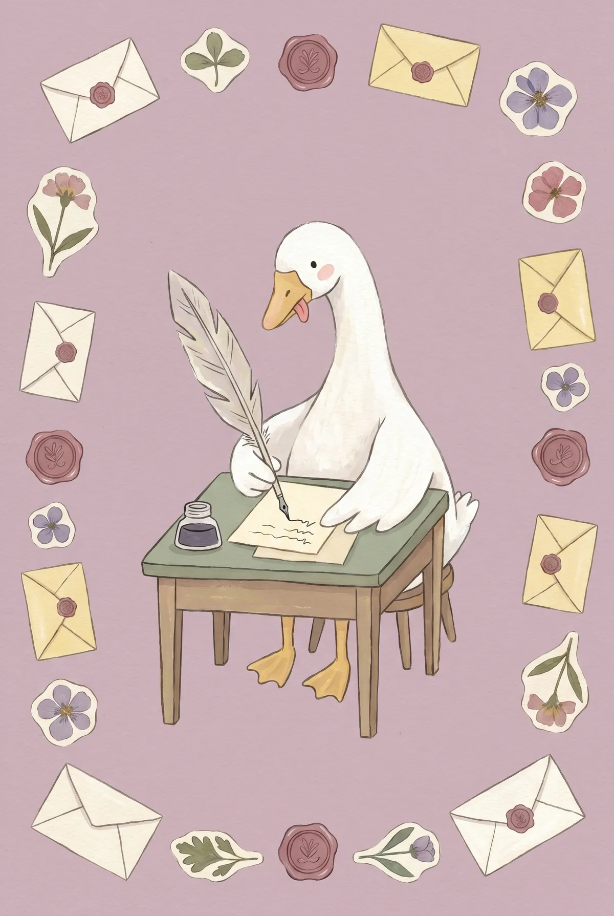 Goose Writing Letter Print