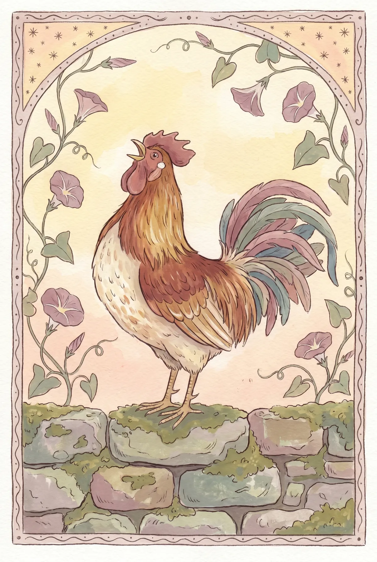 Crowing Rooster Print