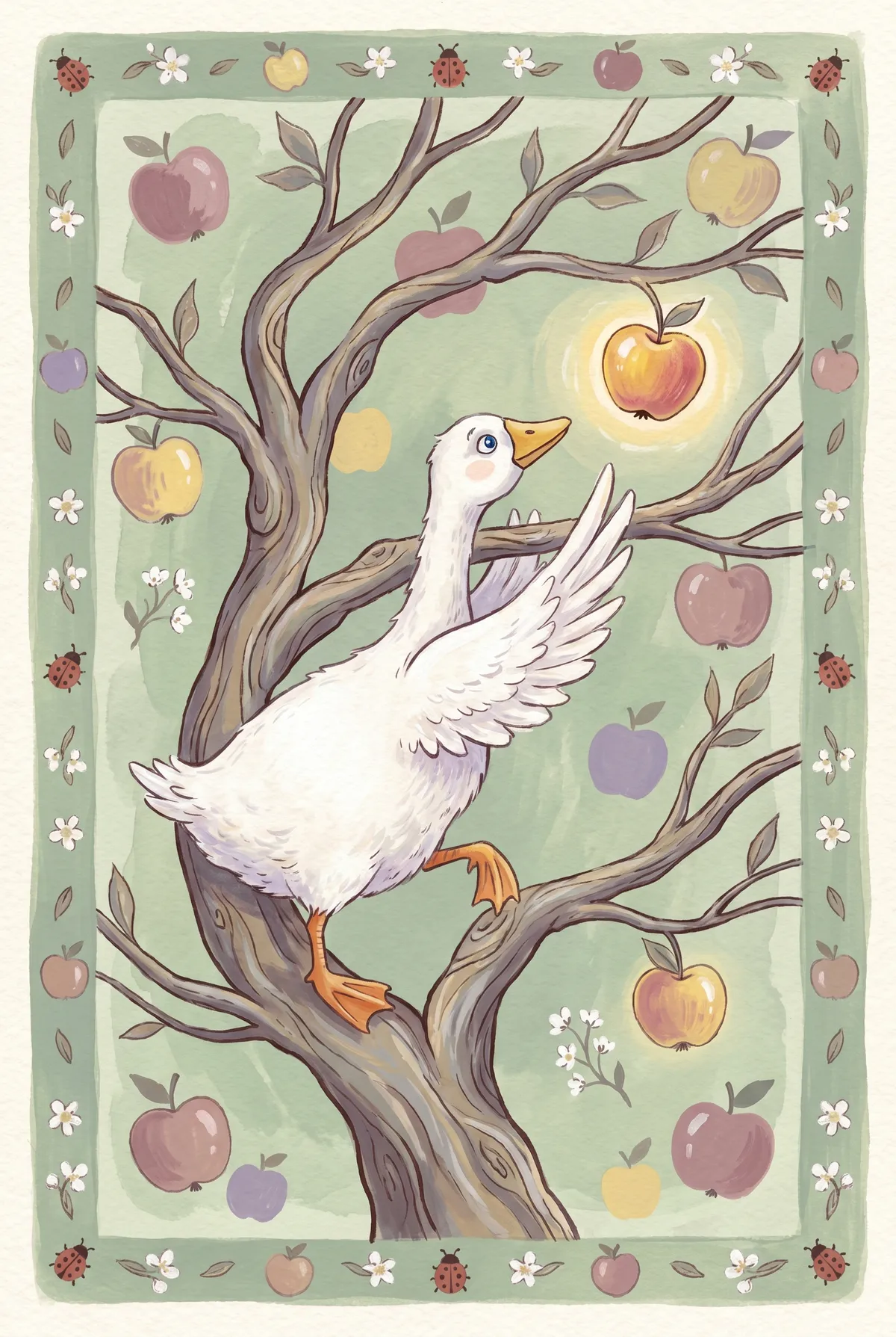 Goose in Apple Tree Print