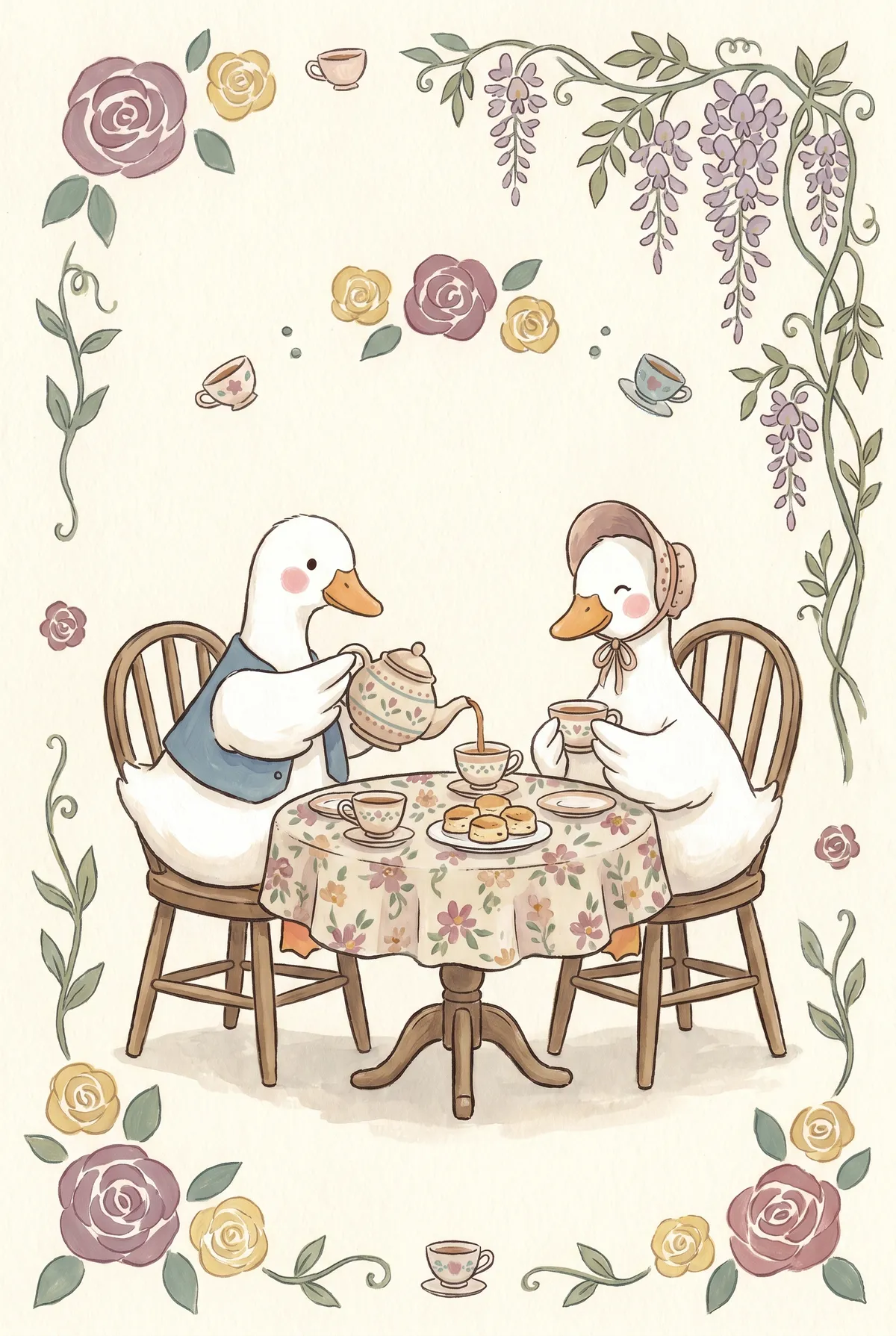 Duck Tea Party Print