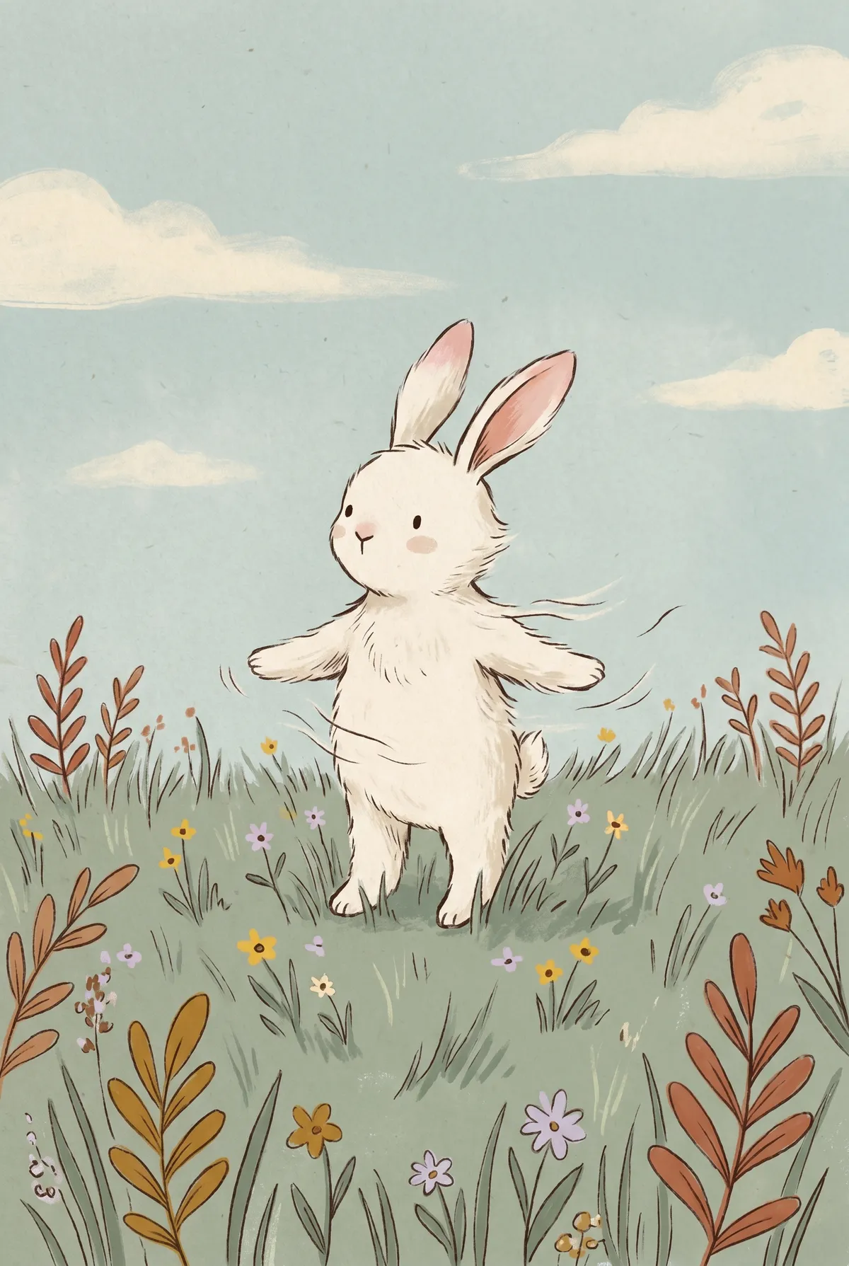 Dancing Bunny Meadow Print