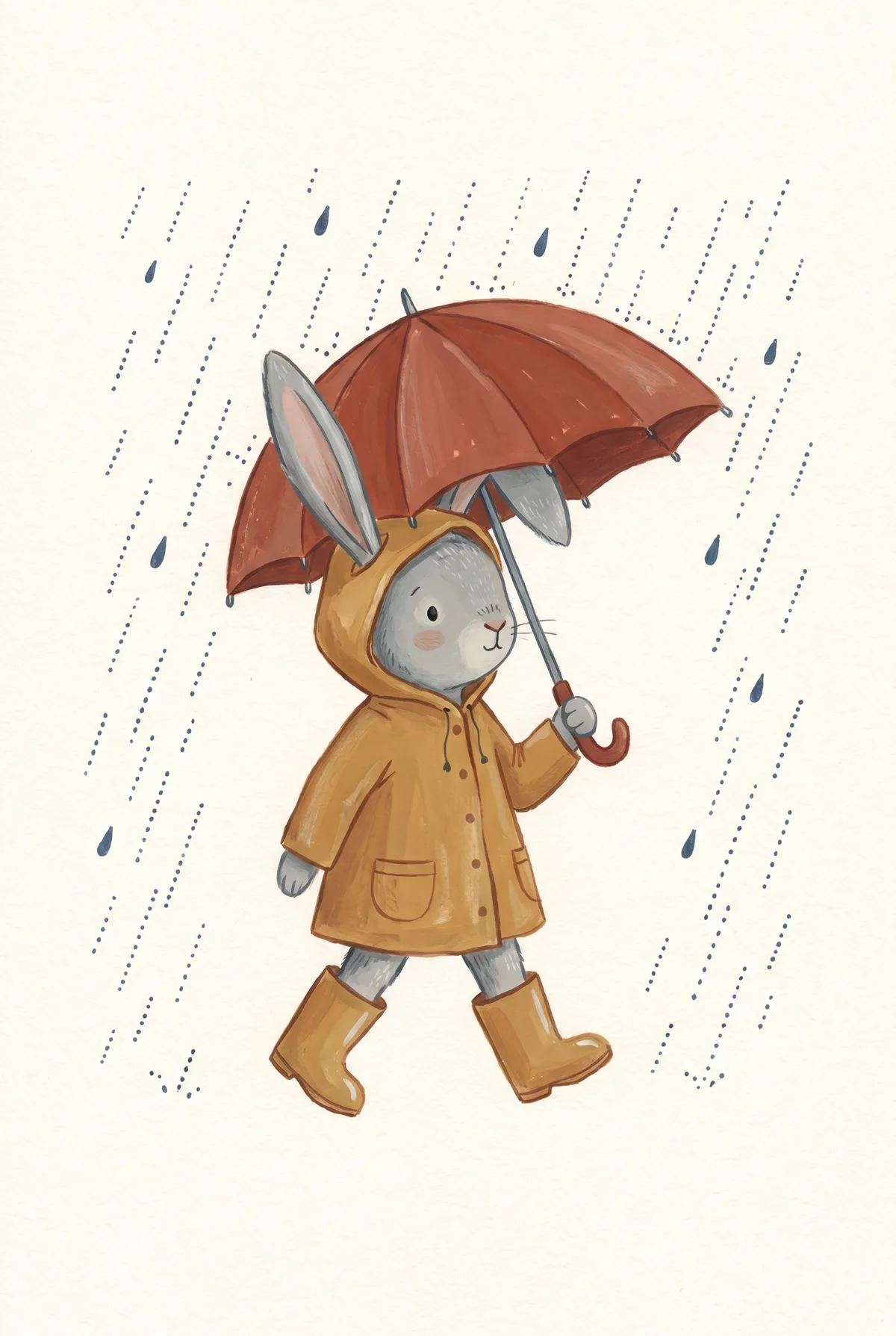 Bunny in Raincoat Print