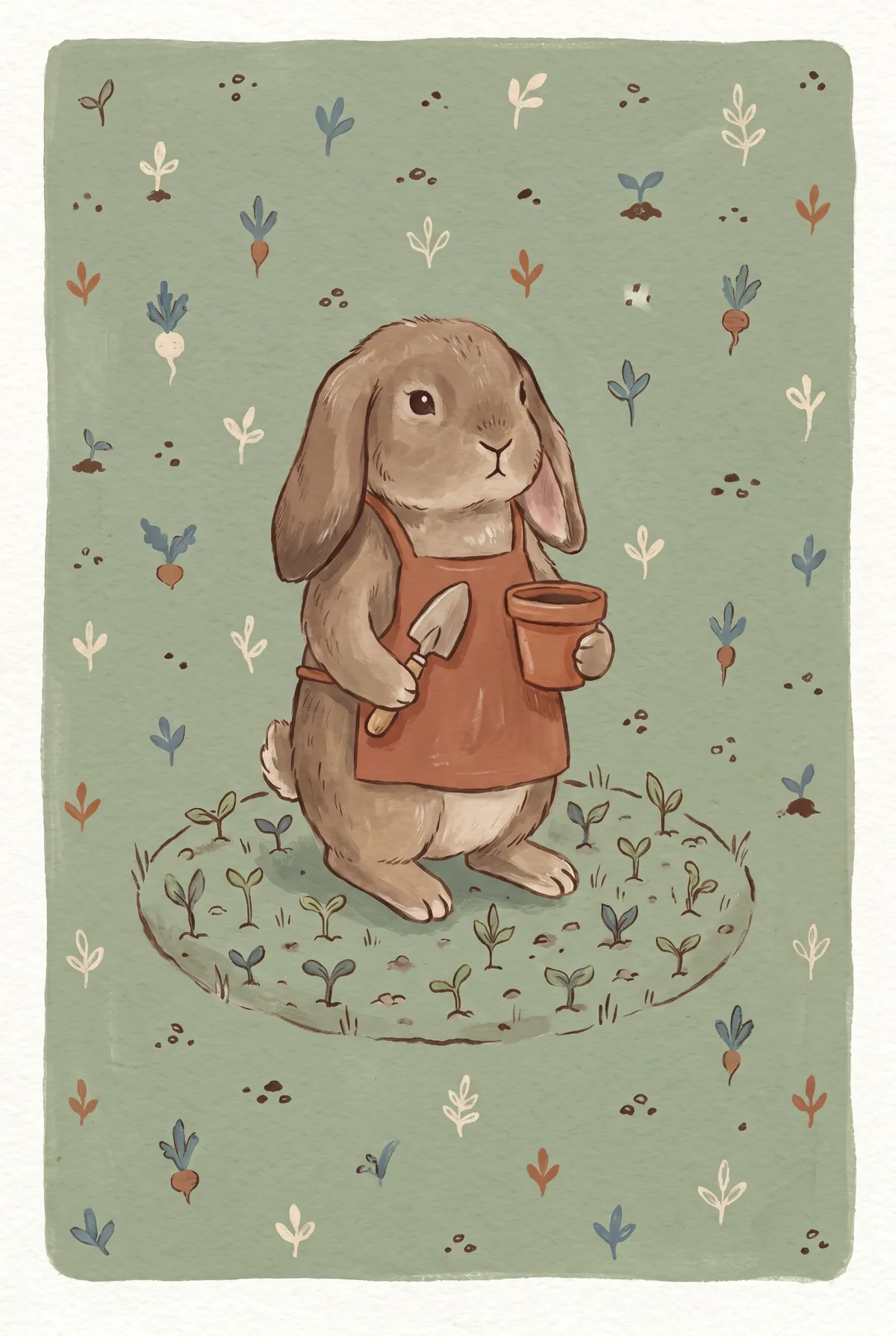 Gardening Bunny Print