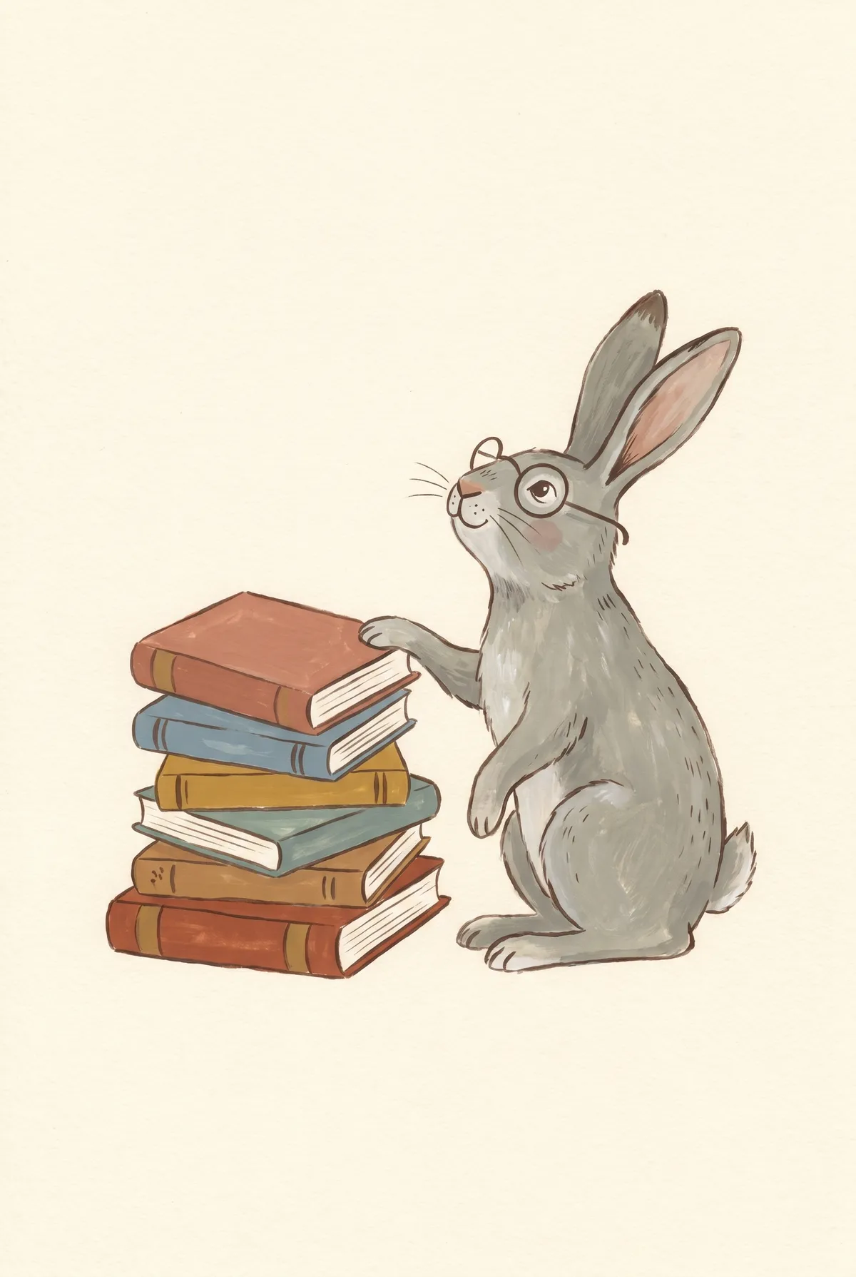 Bunny with Books Print