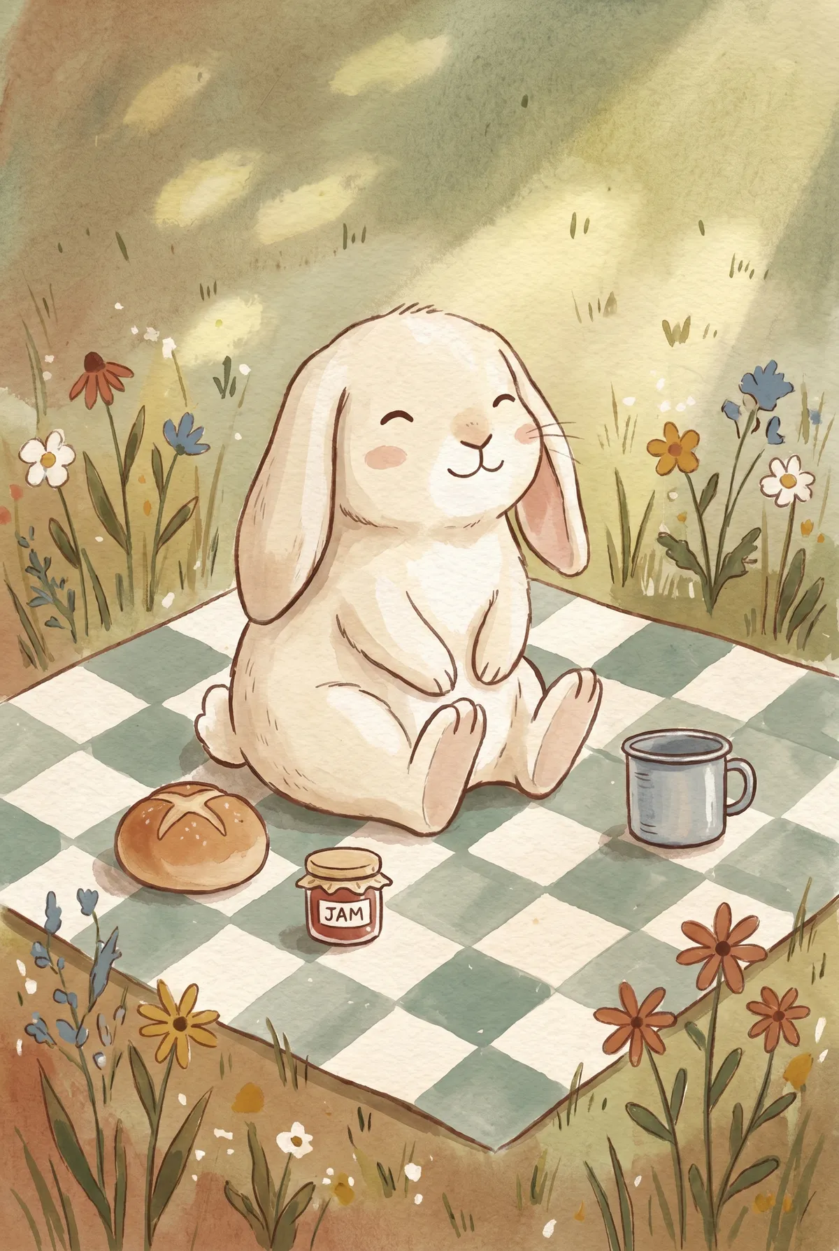 Lop Bunny Picnic Print