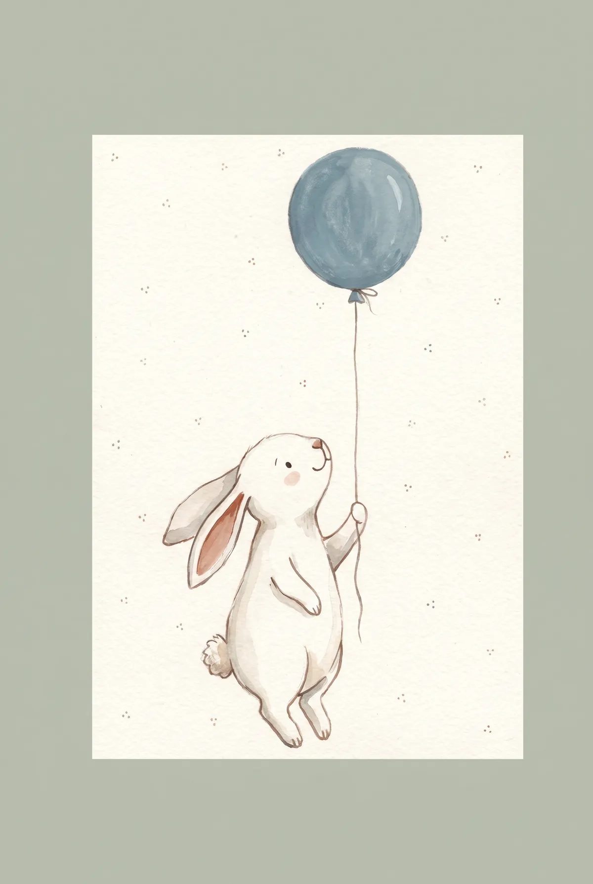 Bunny with Blue Balloon Print