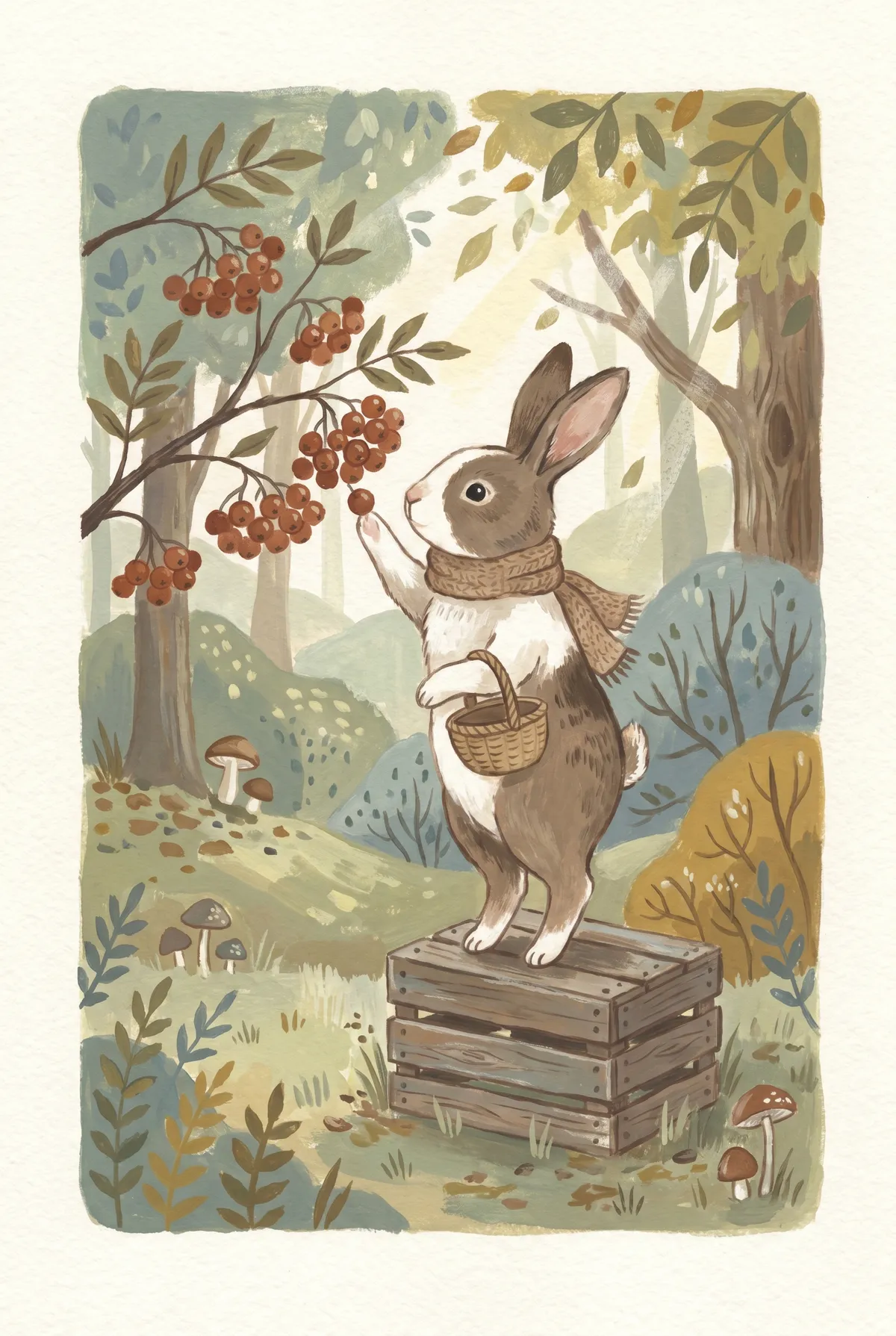 Berry Picking Bunny Print