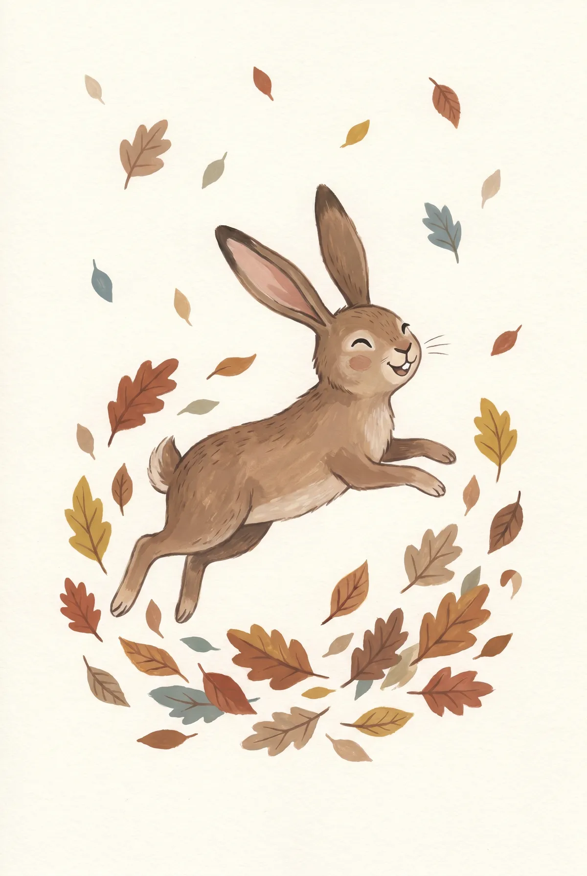Leaping Bunny Autumn Leaves Print