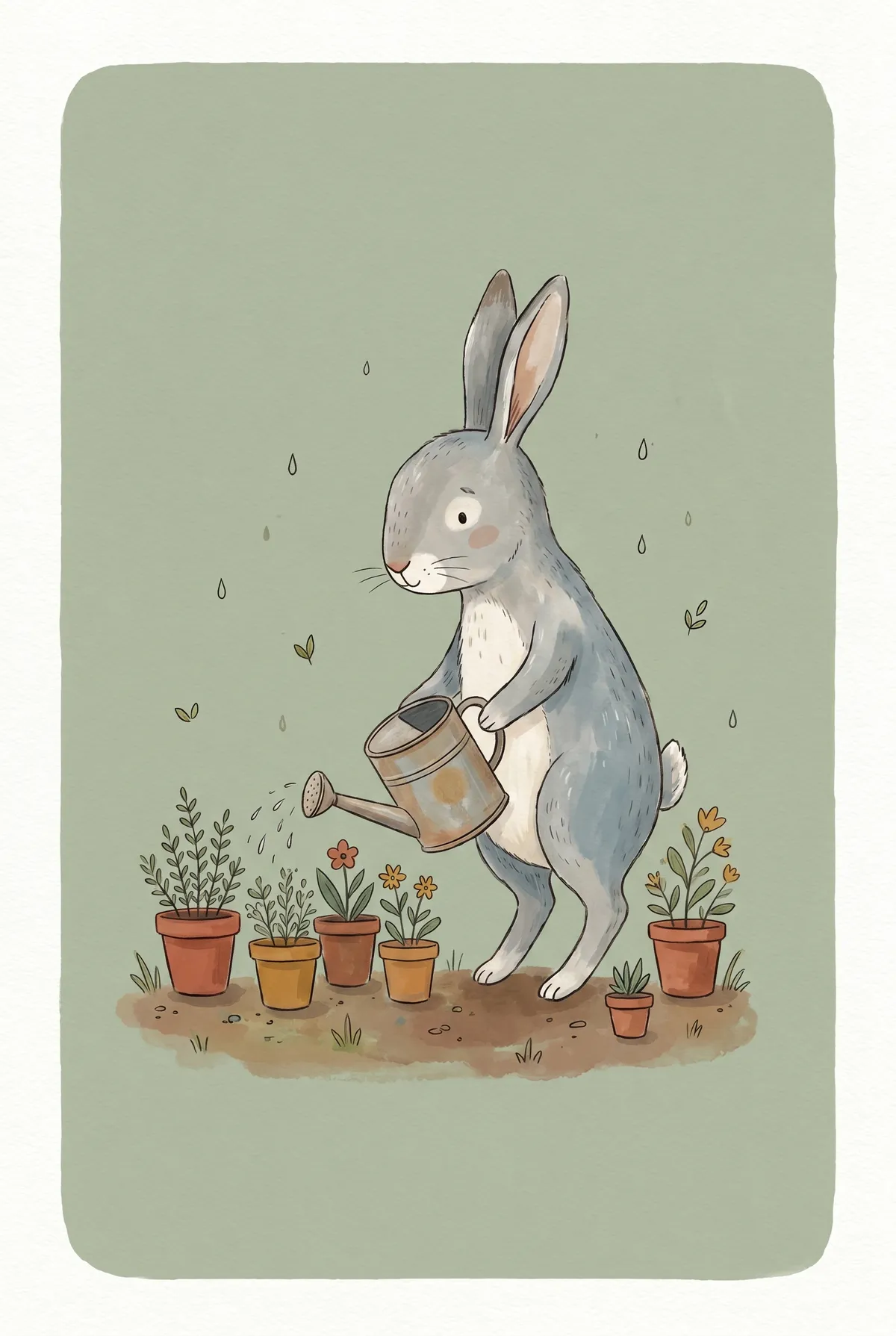 Bunny with Watering Can Print