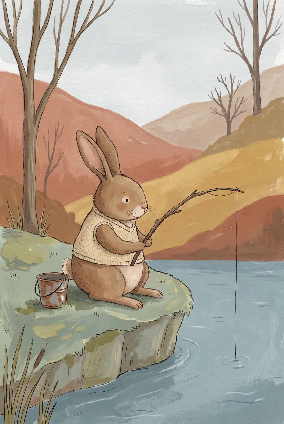 Bunny Fishing Print