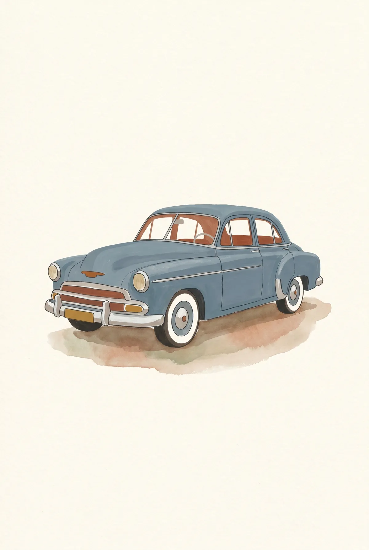 Vintage Blue Sedan Print