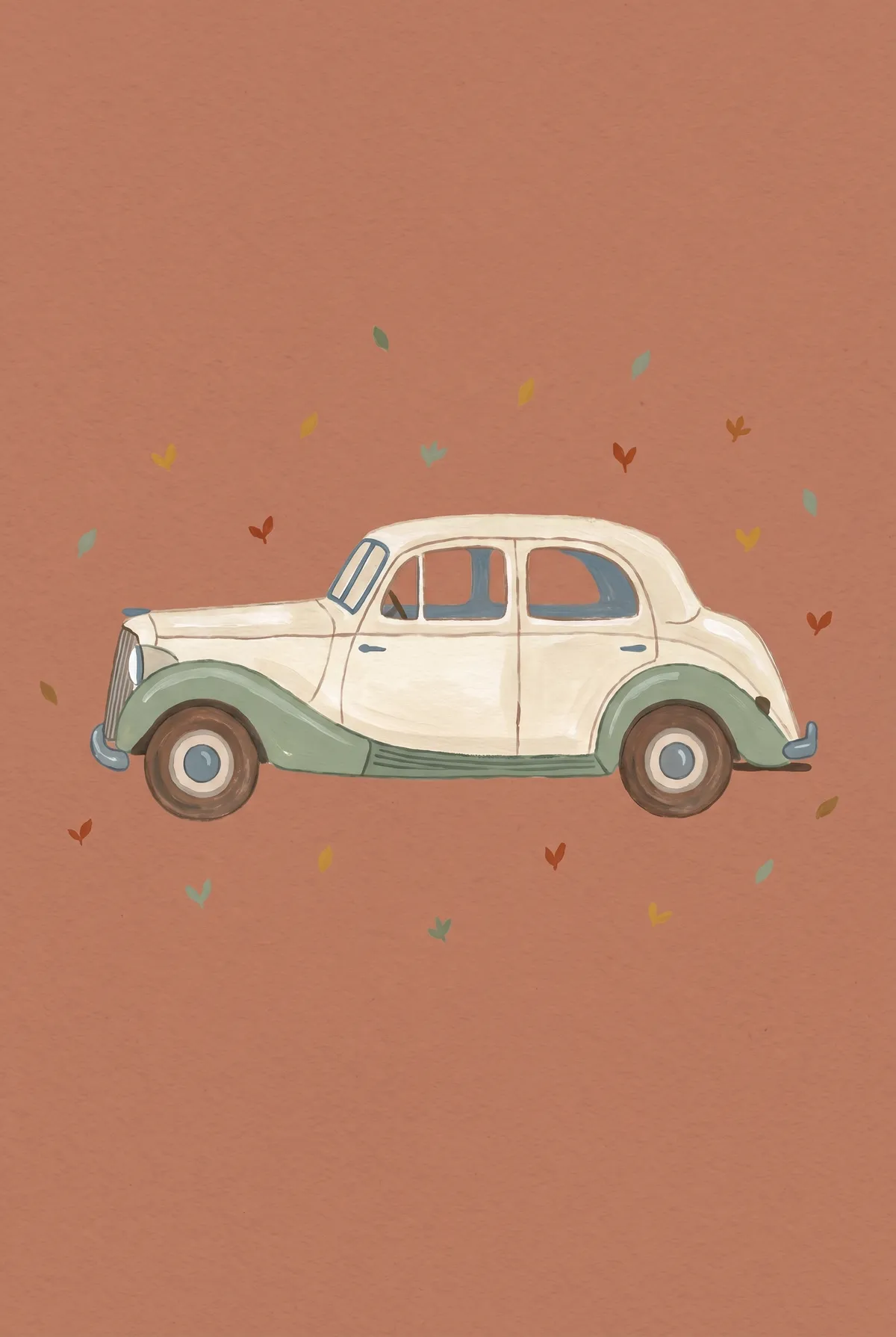 Vintage Cream Saloon Car Print