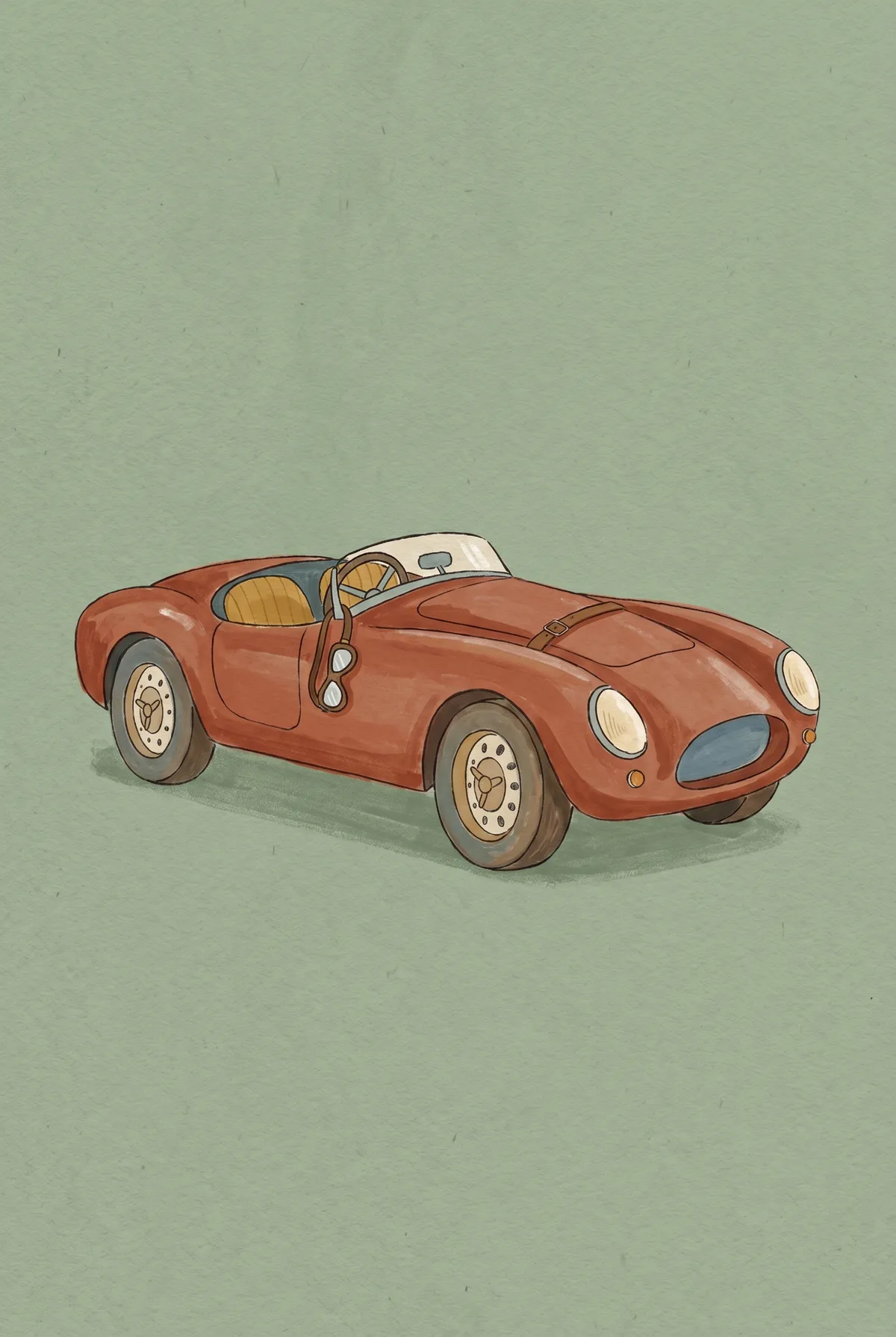 Vintage Red Sports Car Print