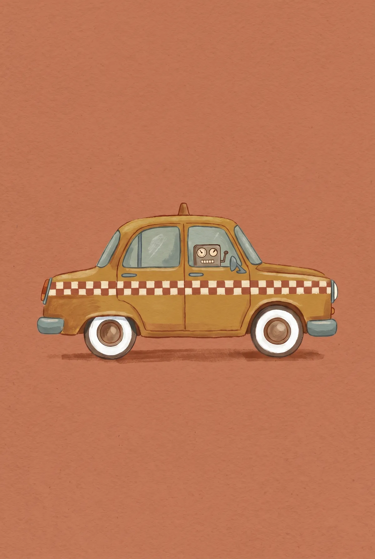 Mustard Yellow Taxi Print