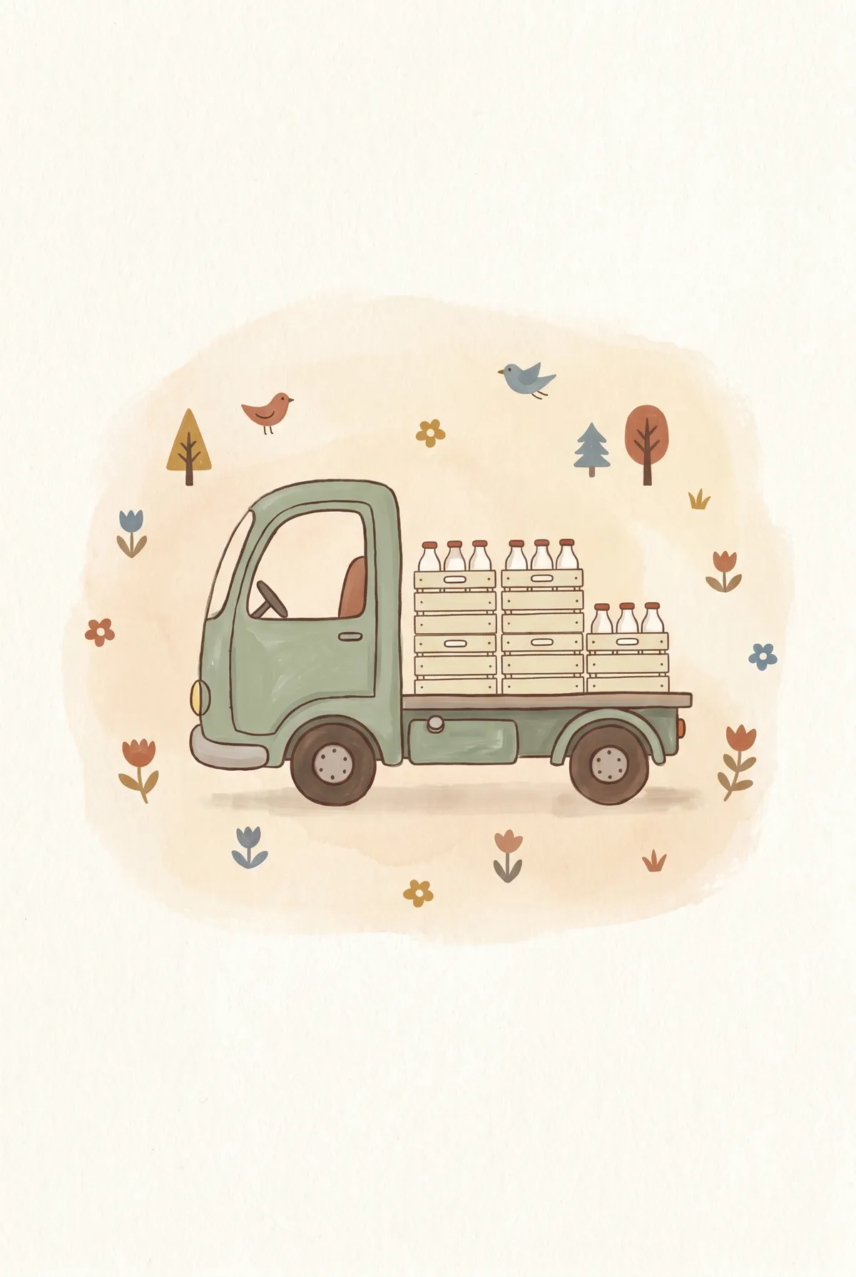 Sage Milk Truck Print