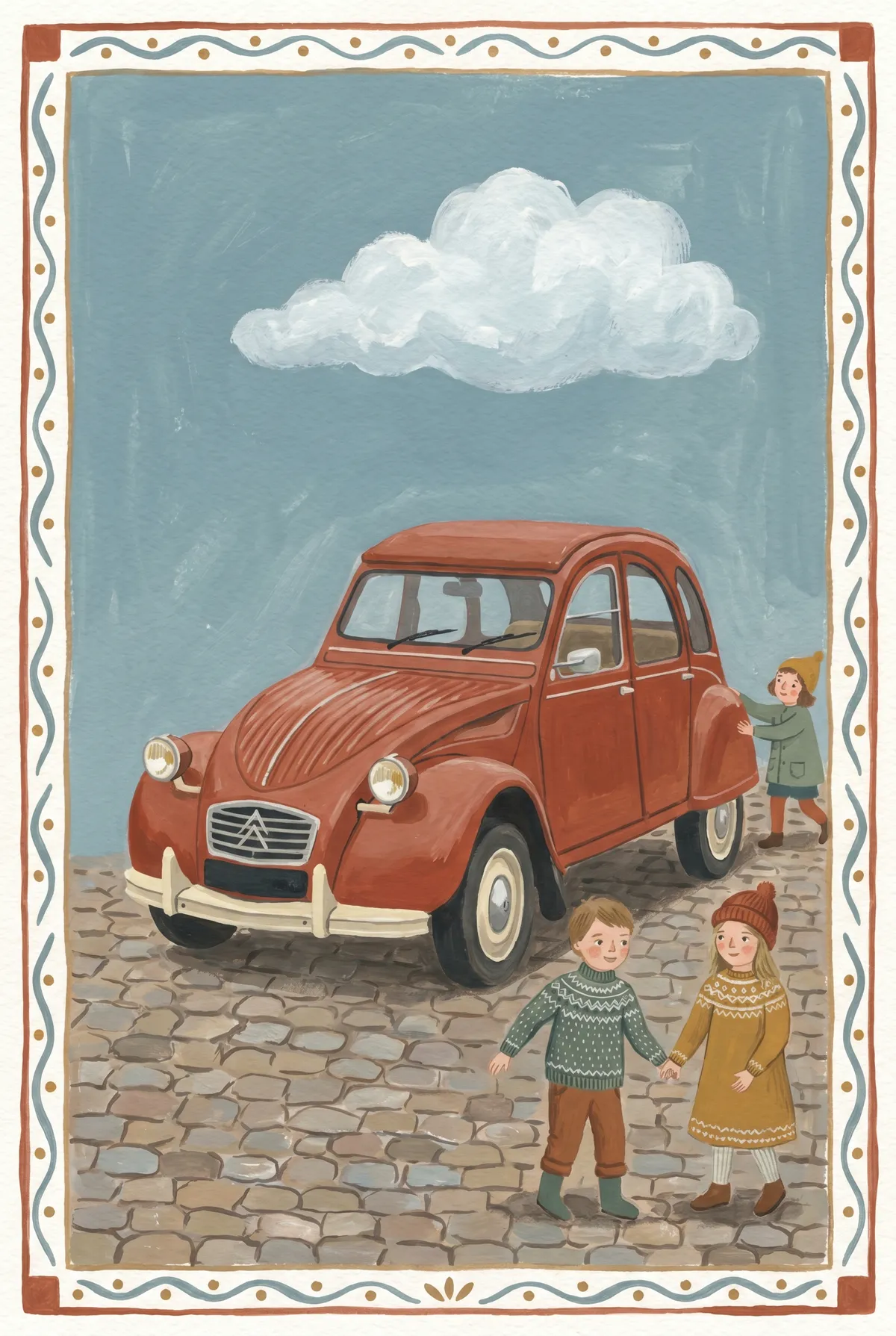 Vintage Red French Car Print