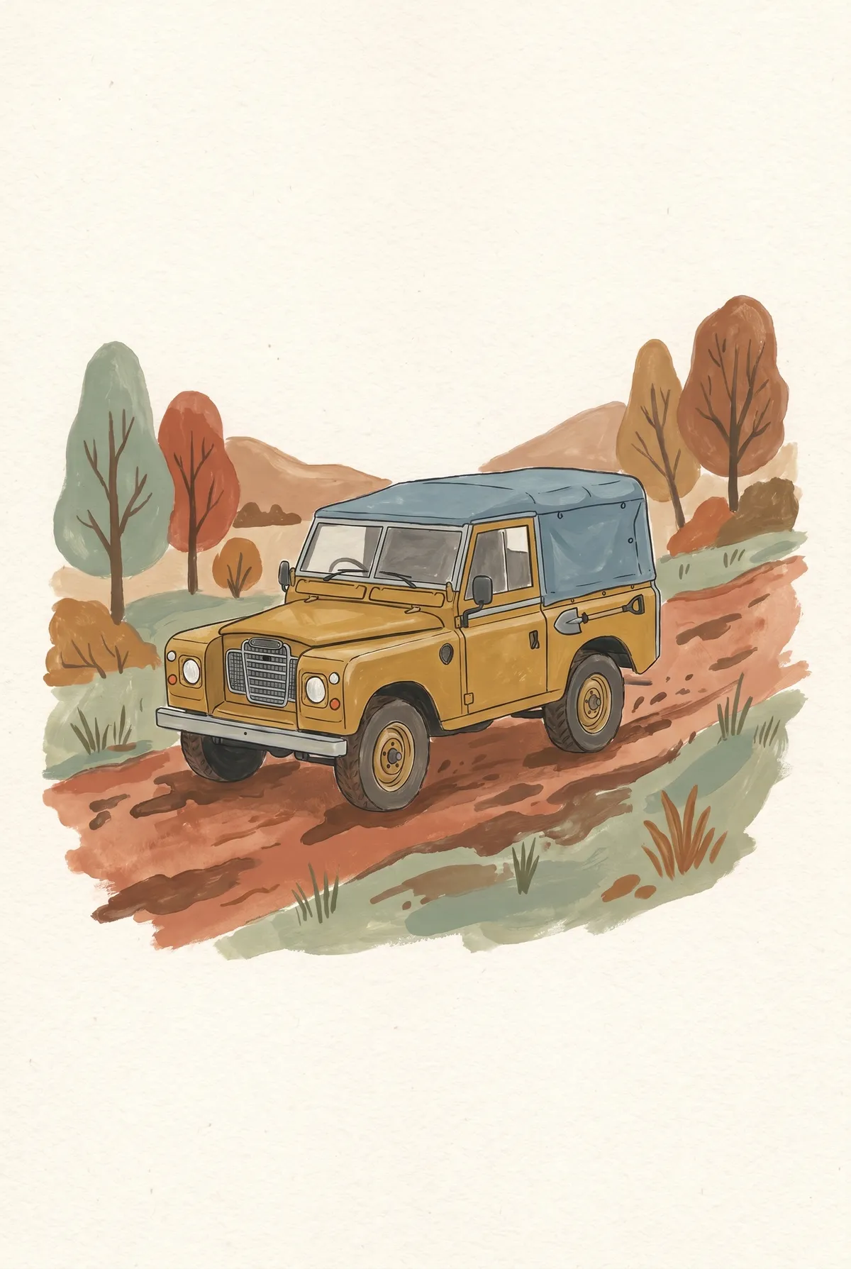Vintage Mustard Four-by-Four Print