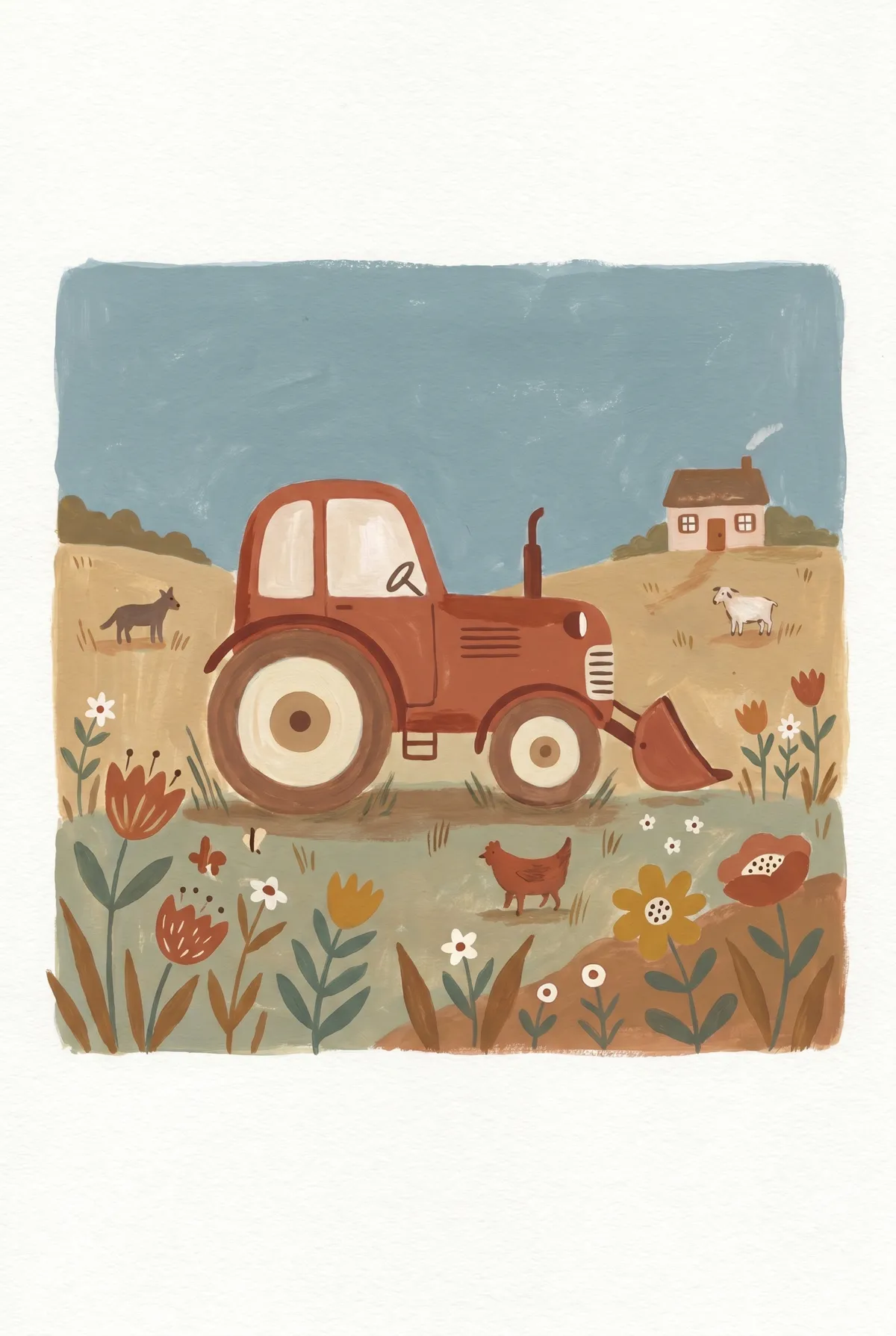 Red Tractor Print