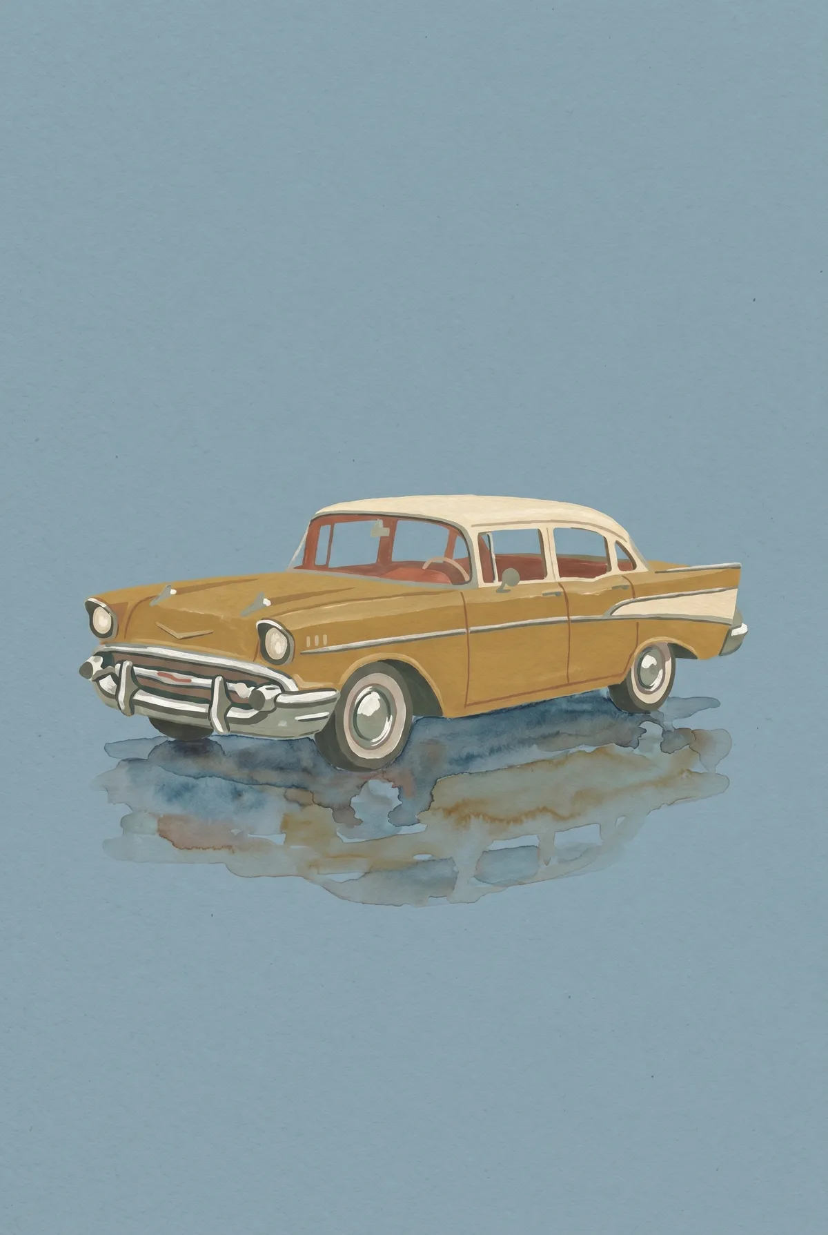 Vintage Mustard Sedan Print