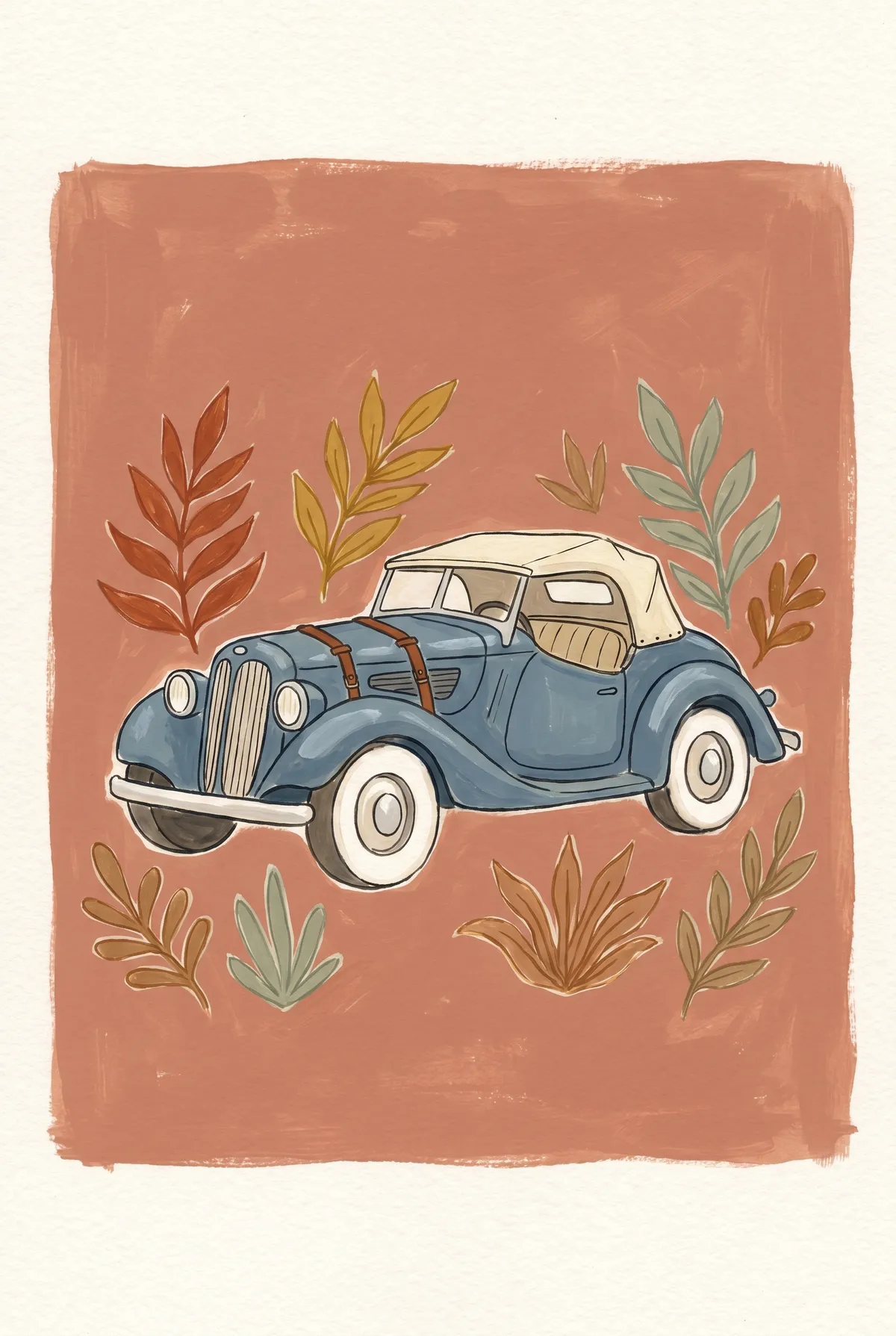 Vintage Blue Convertible Print