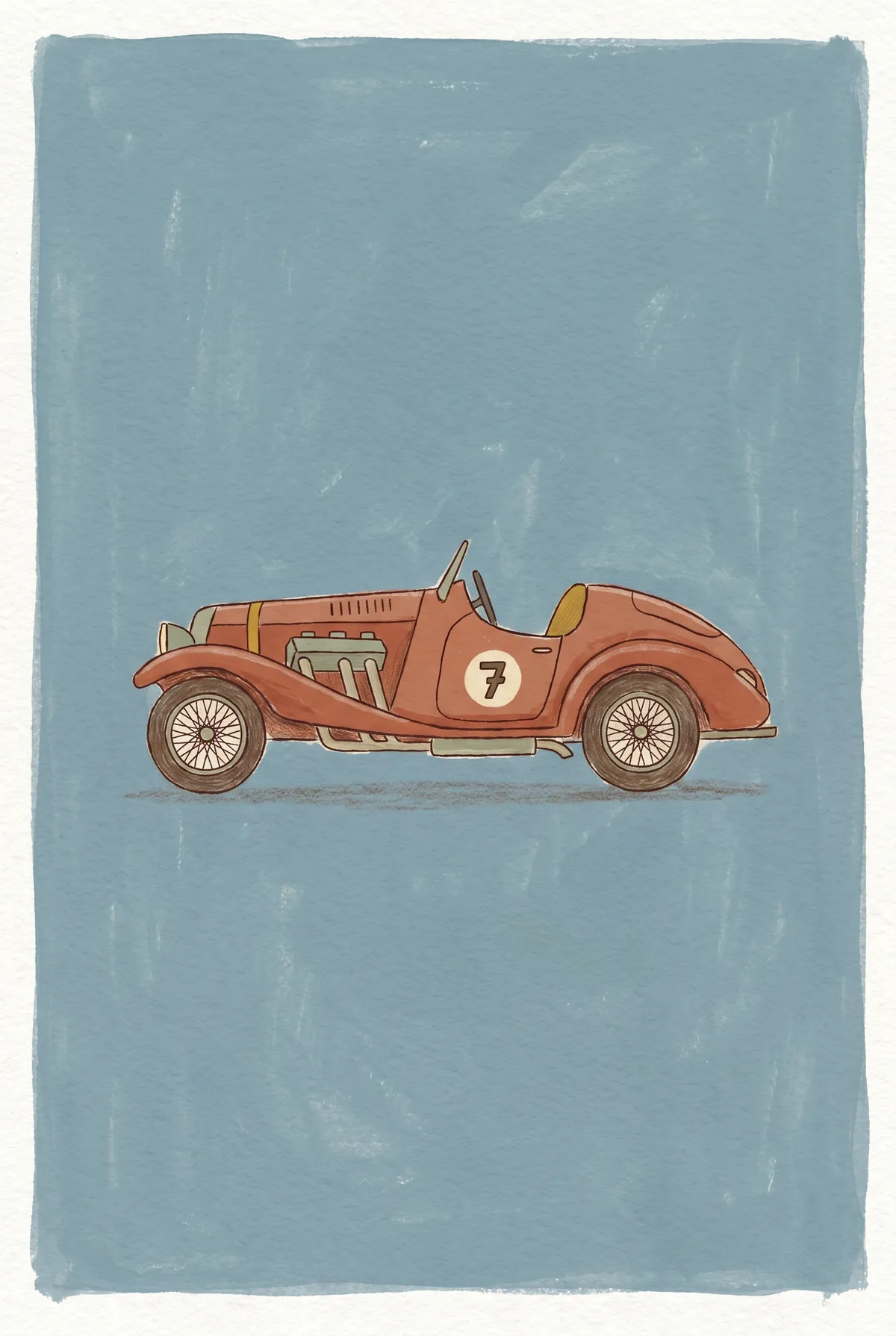 Vintage Race Car Print