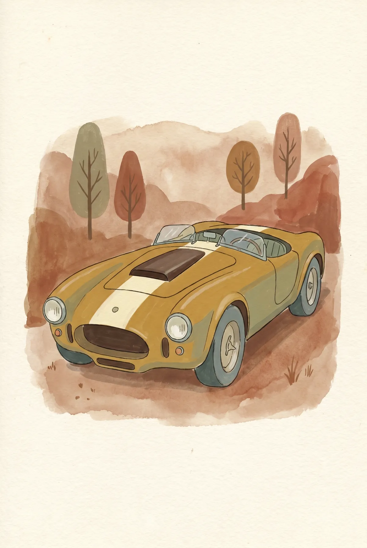 Mustard Racing Car Print