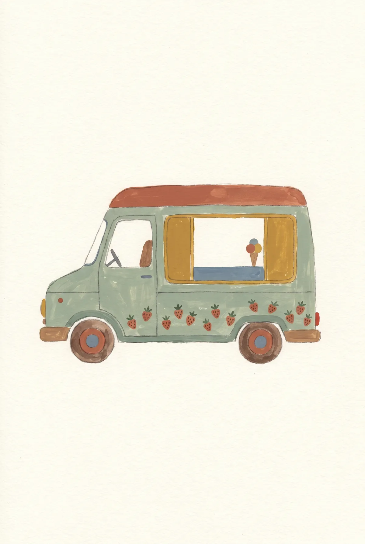 Strawberry Ice Cream Truck Print