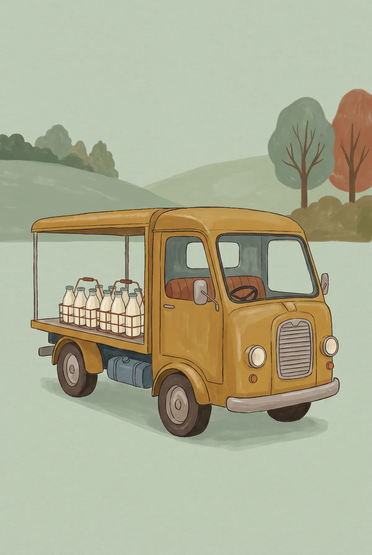 Vintage Mustard Milk Float Print