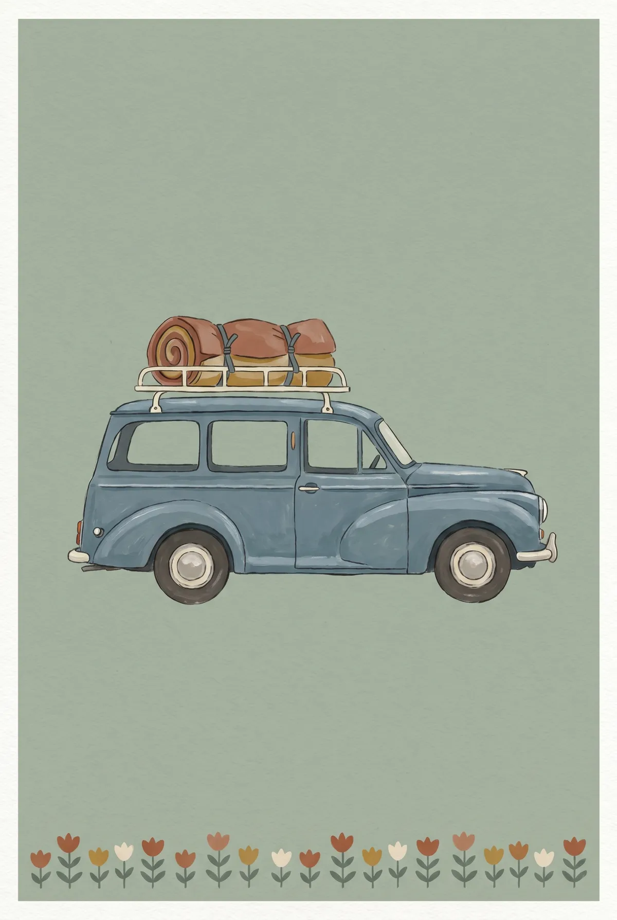 Vintage Blue Estate Car Print
