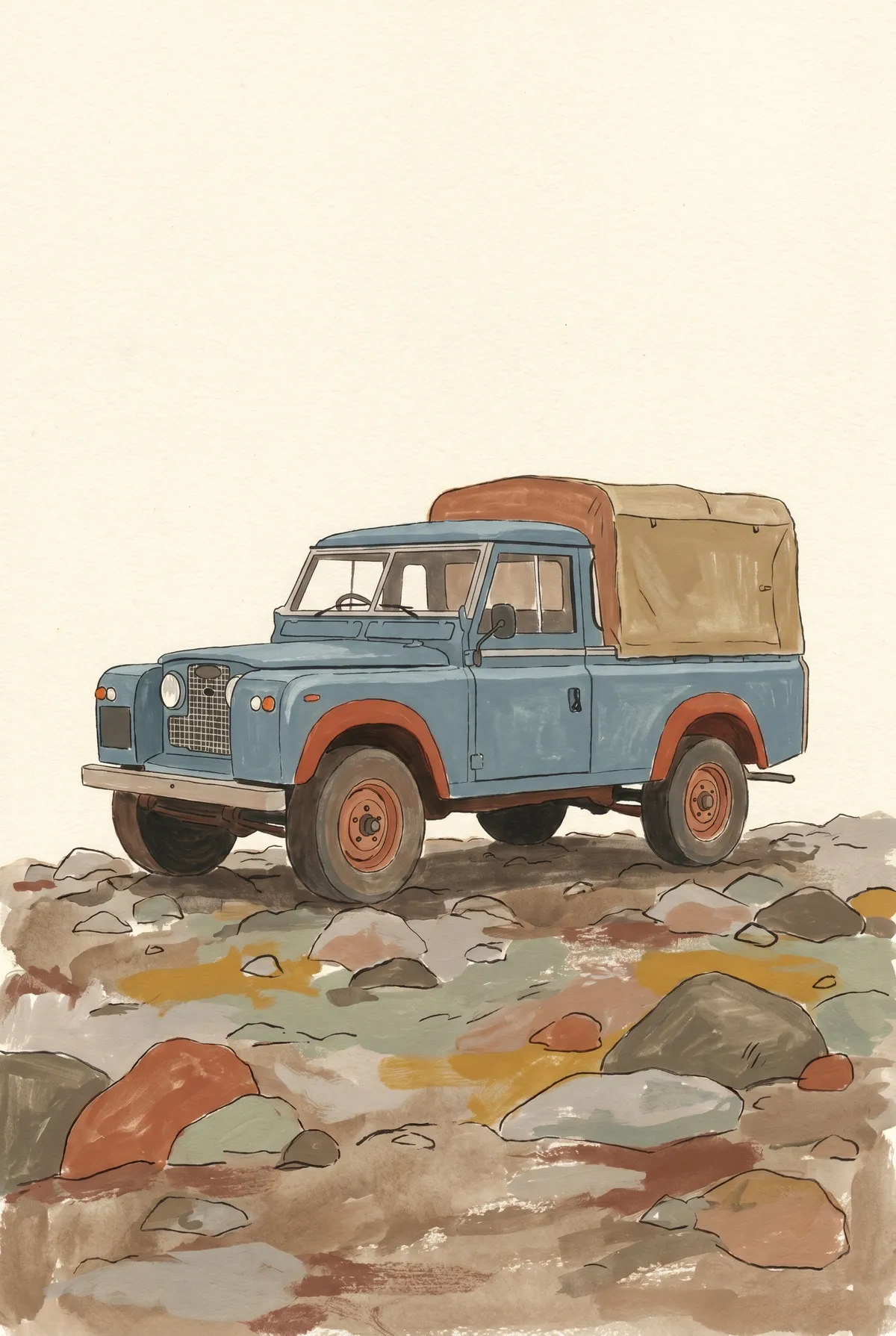 Vintage Blue Four-by-Four Print