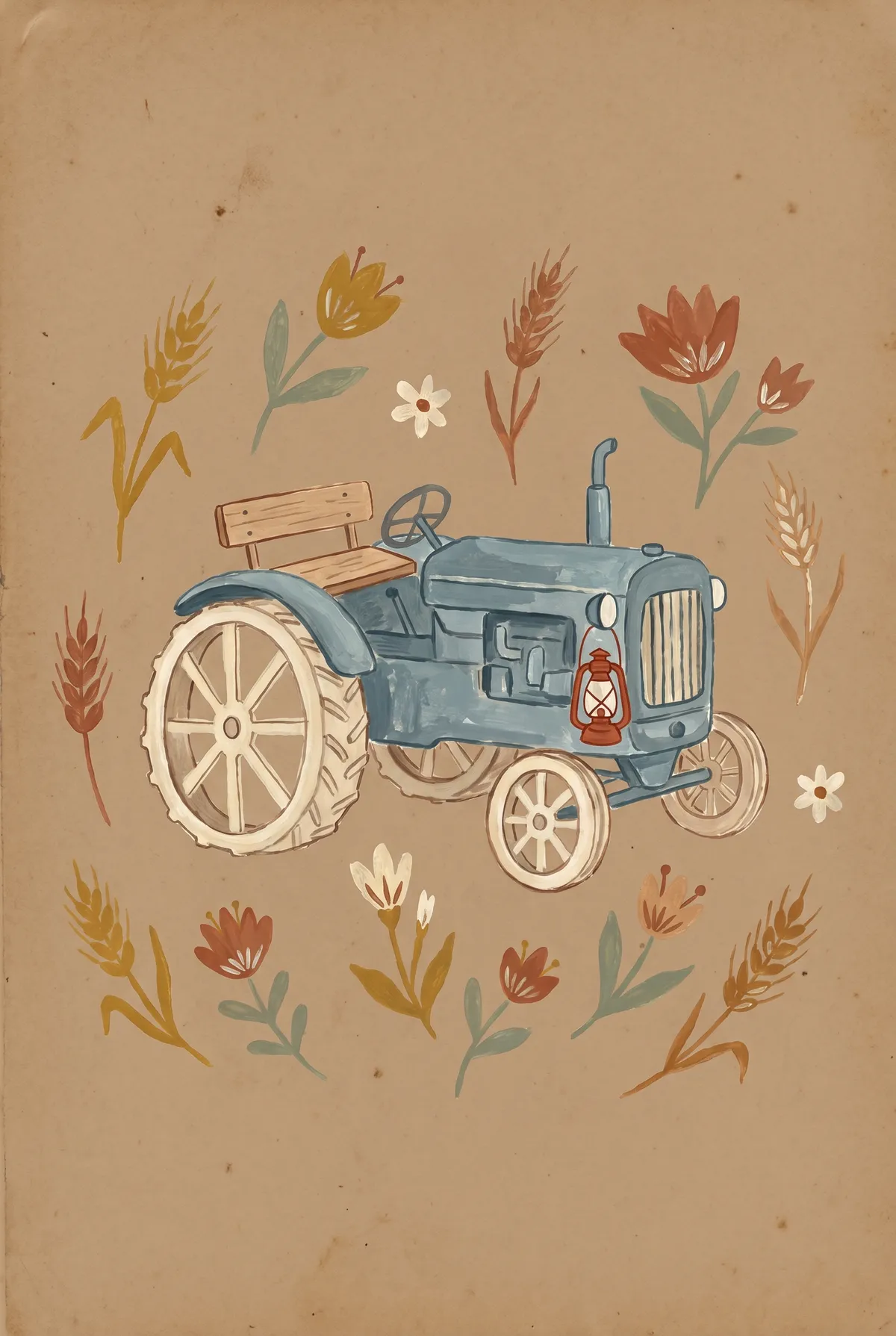 Vintage Blue Tractor Print