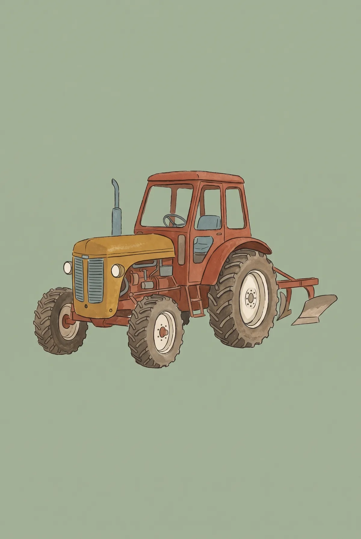 Vintage Red Tractor Print