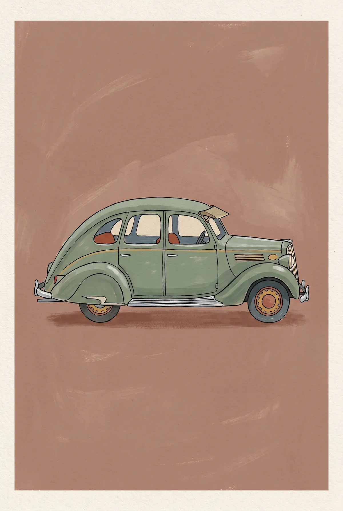 Vintage Green Sedan Print