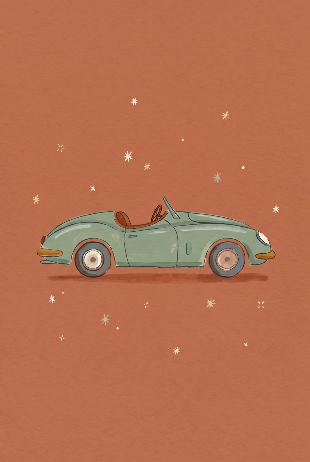 Vintage Sage Sports Car Print