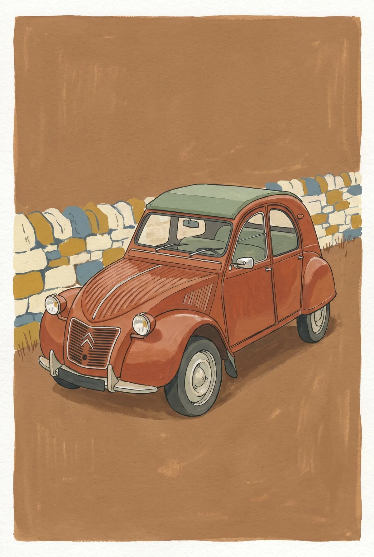 Vintage Rust French Car Print