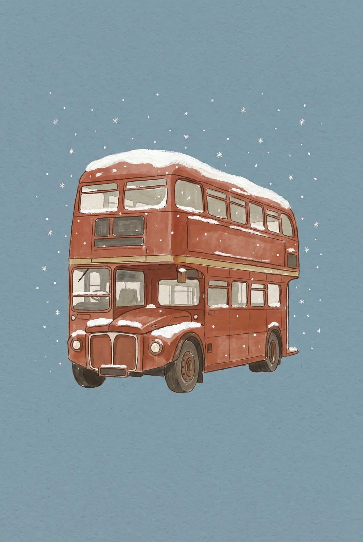 Snowy London Bus Print
