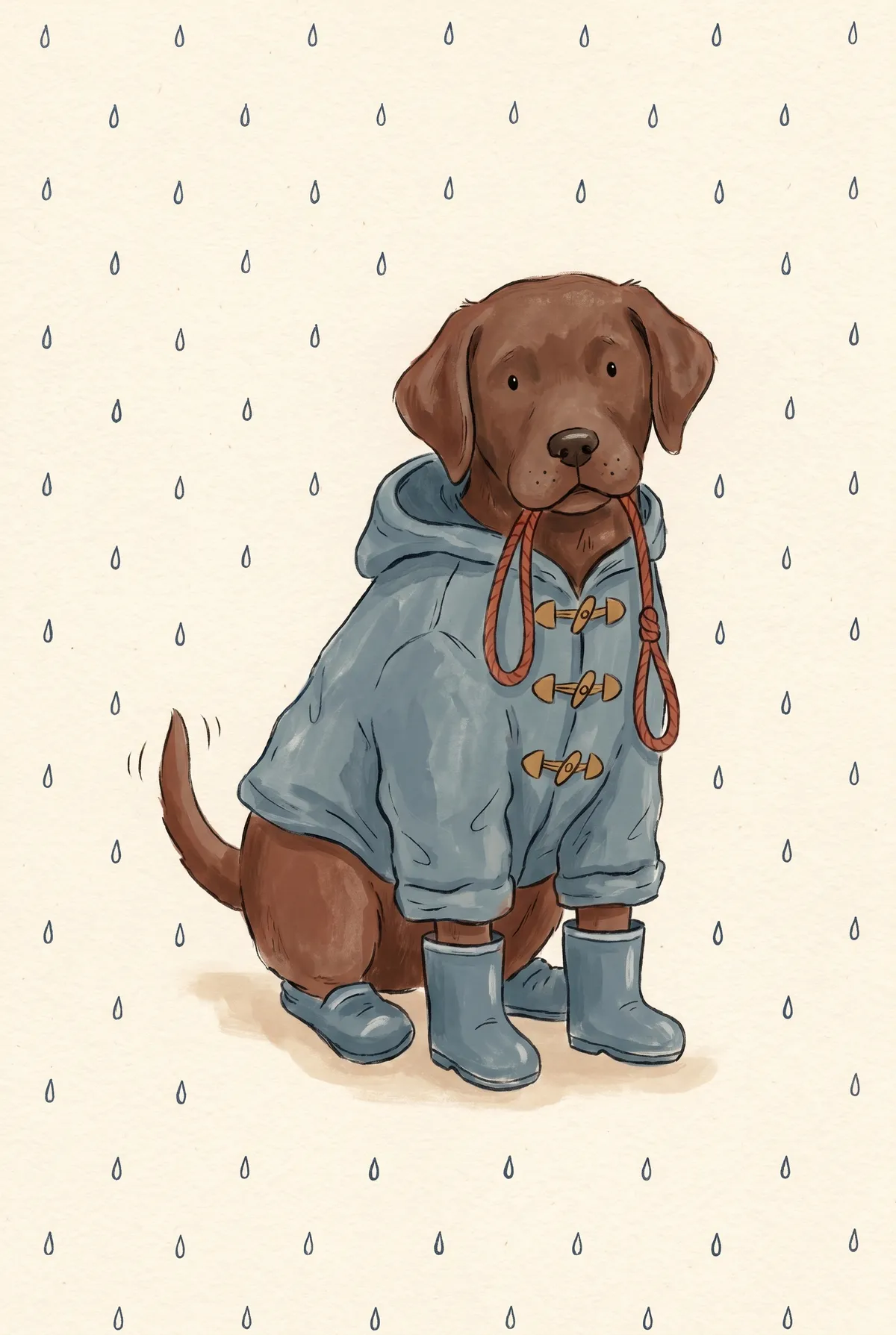 Chocolate Labrador Raincoat Print