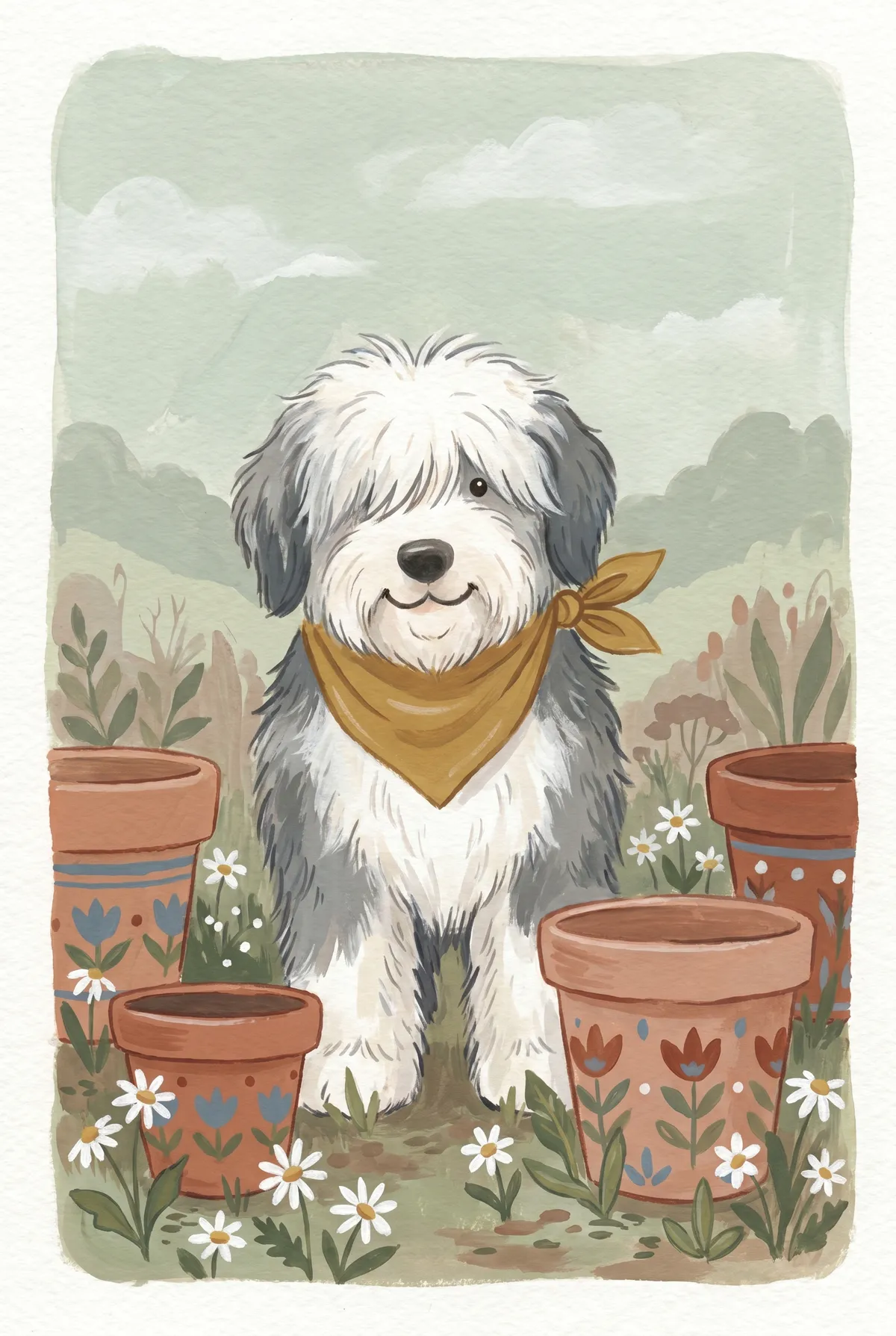 Sheepdog Garden Print