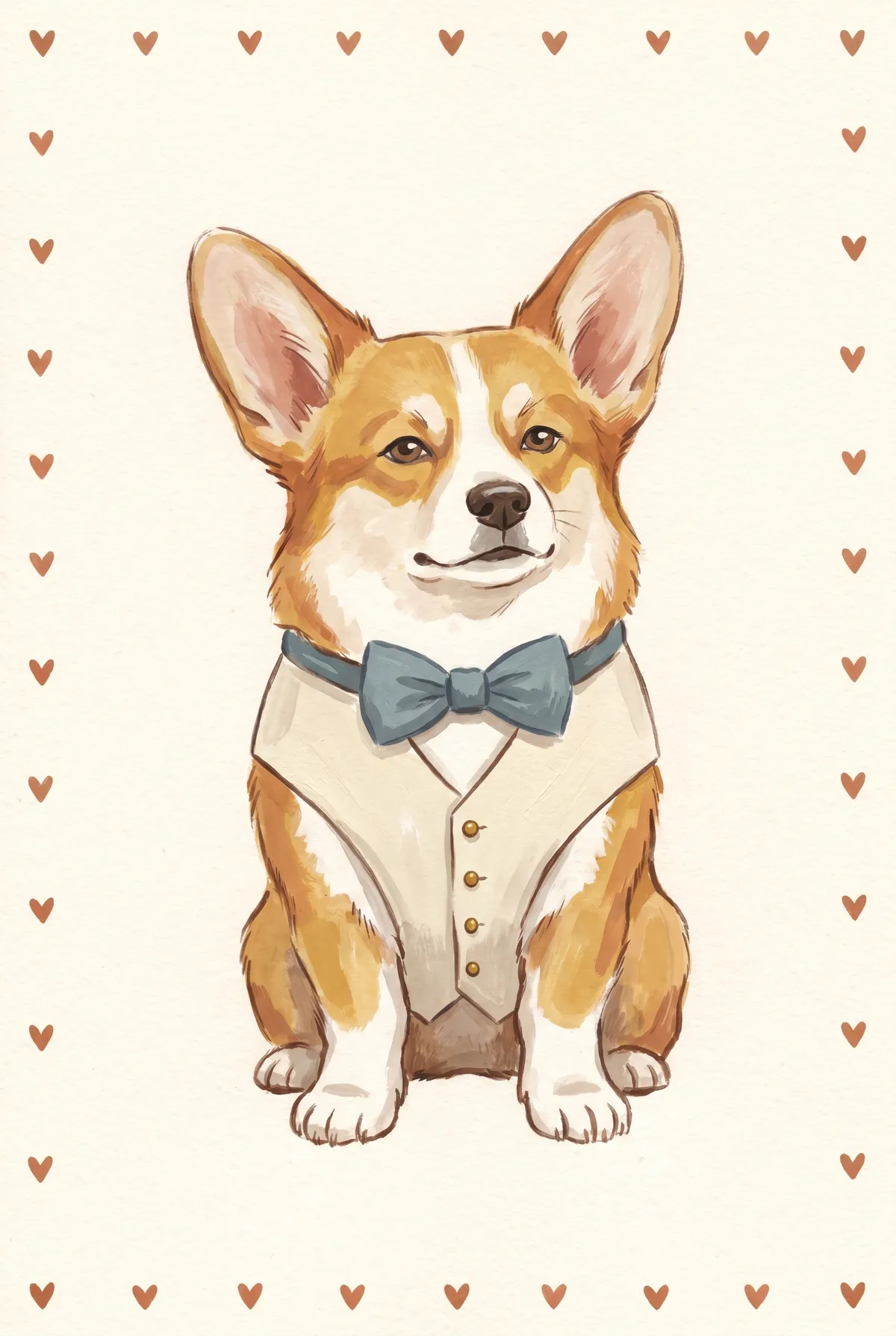 Corgi in Bow Tie Print