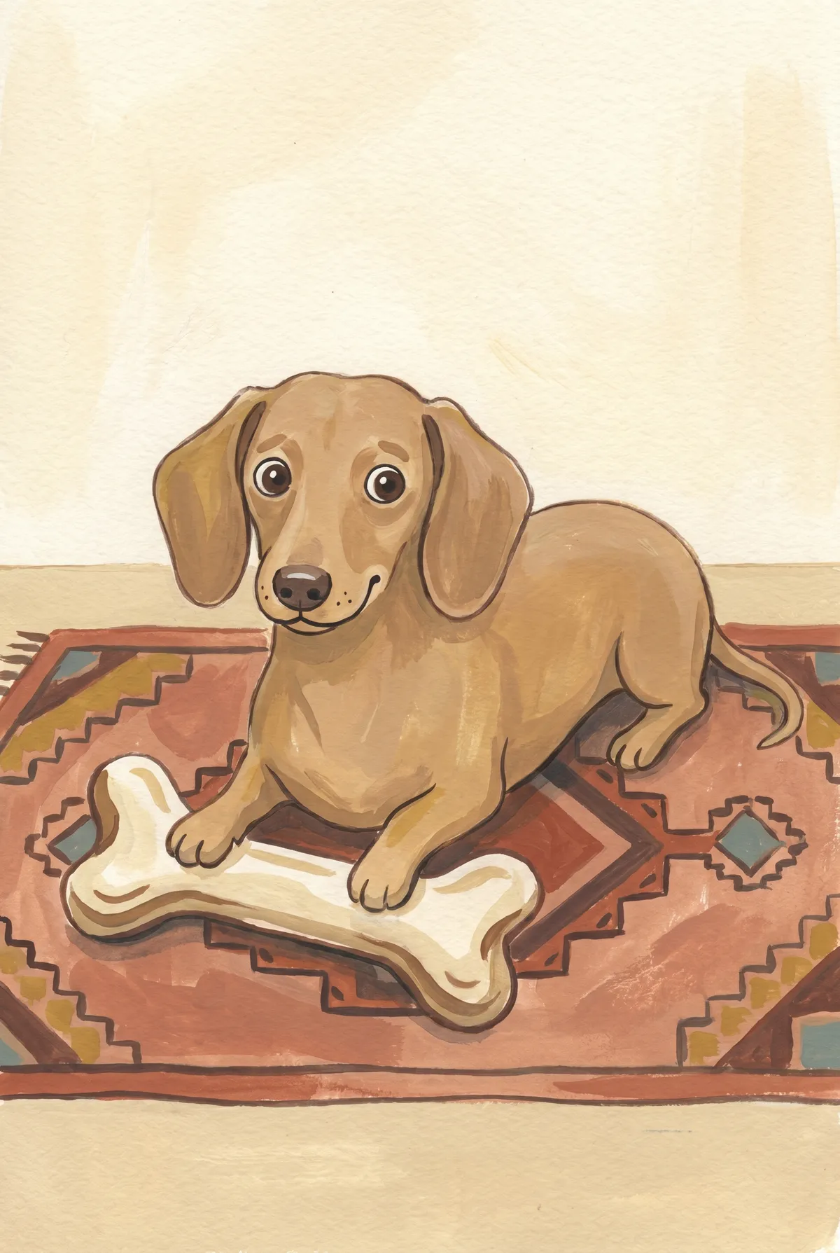 Dachshund with Bone Print