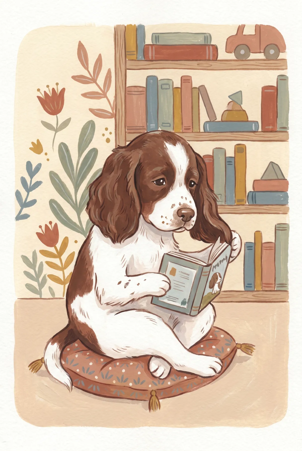 Spaniel Reading Print