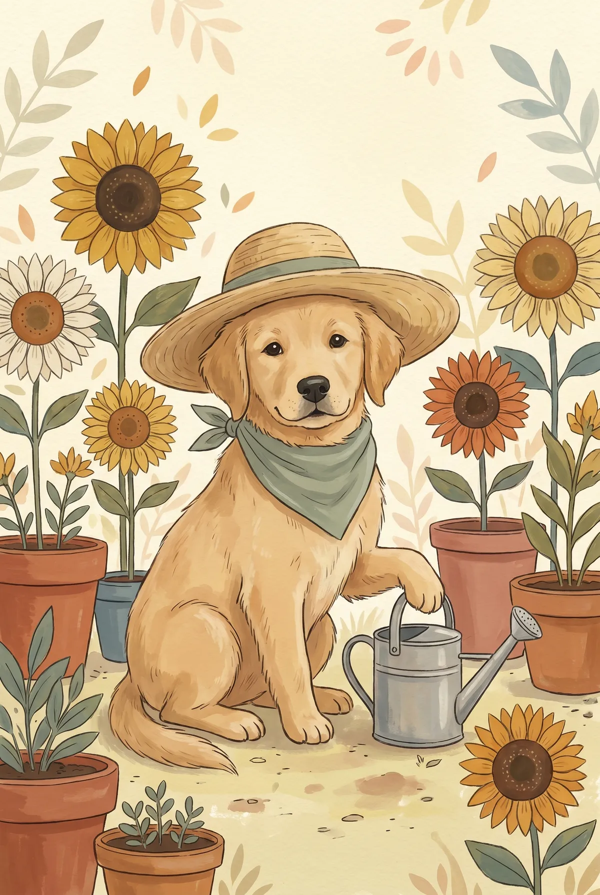 Golden Retriever Garden Print