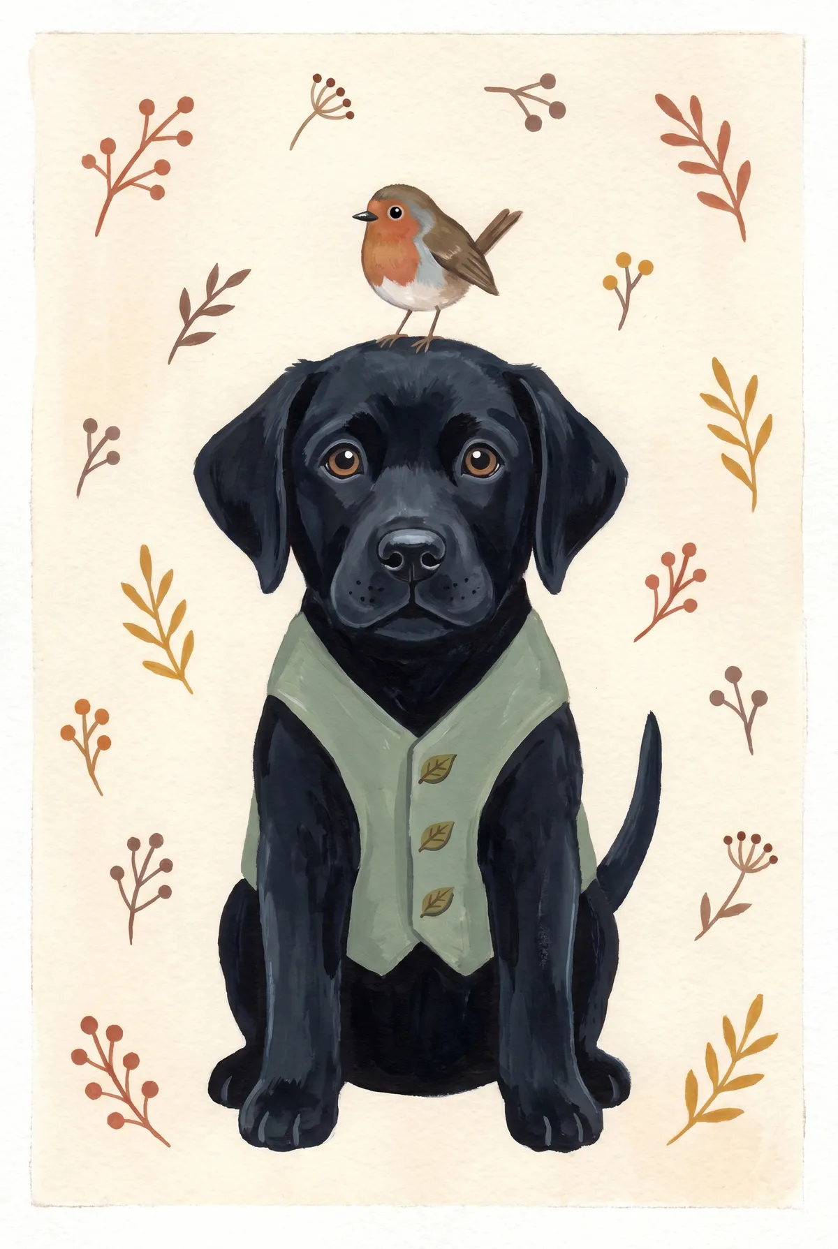 Black Lab Puppy Print
