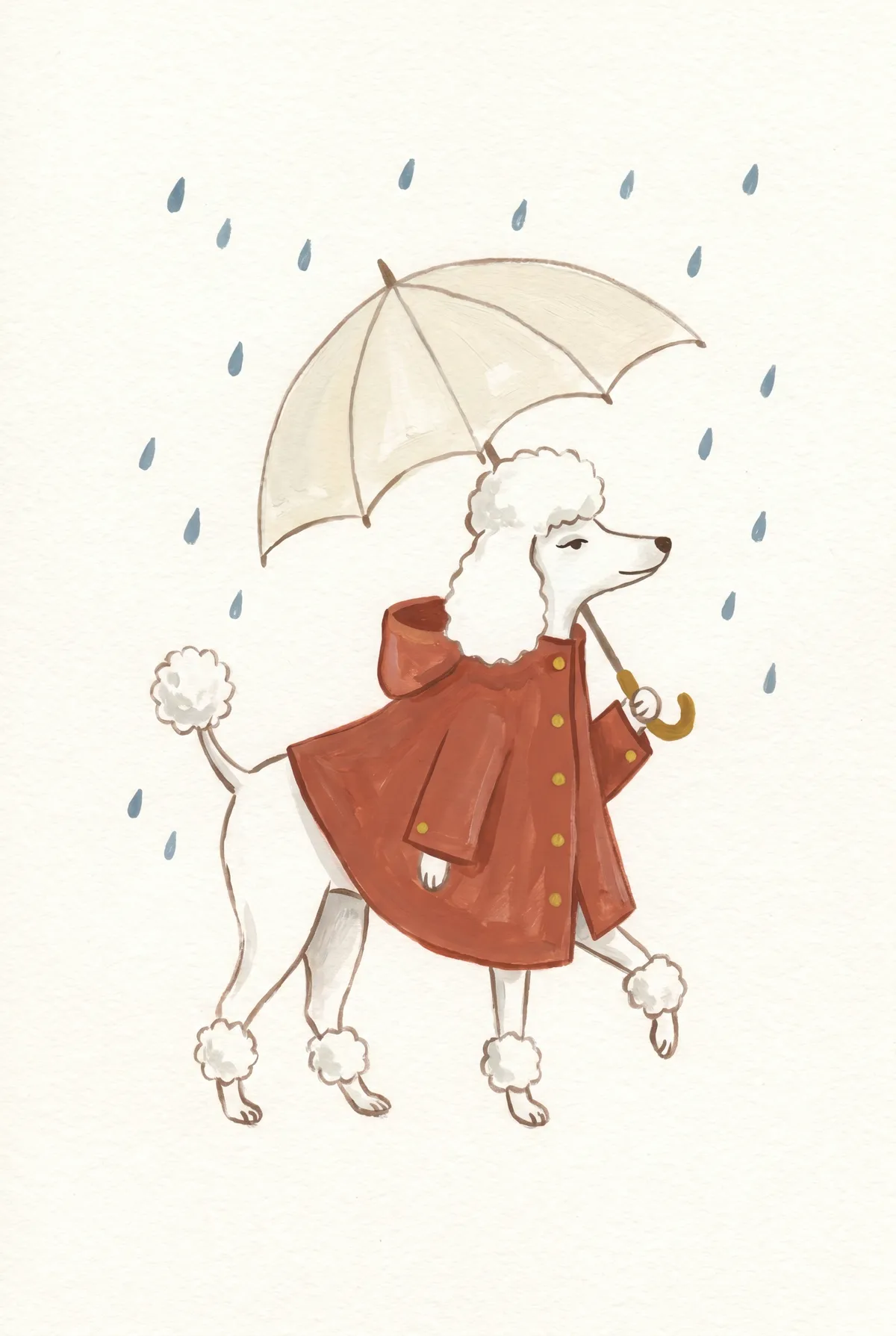 Poodle in Red Raincoat Print