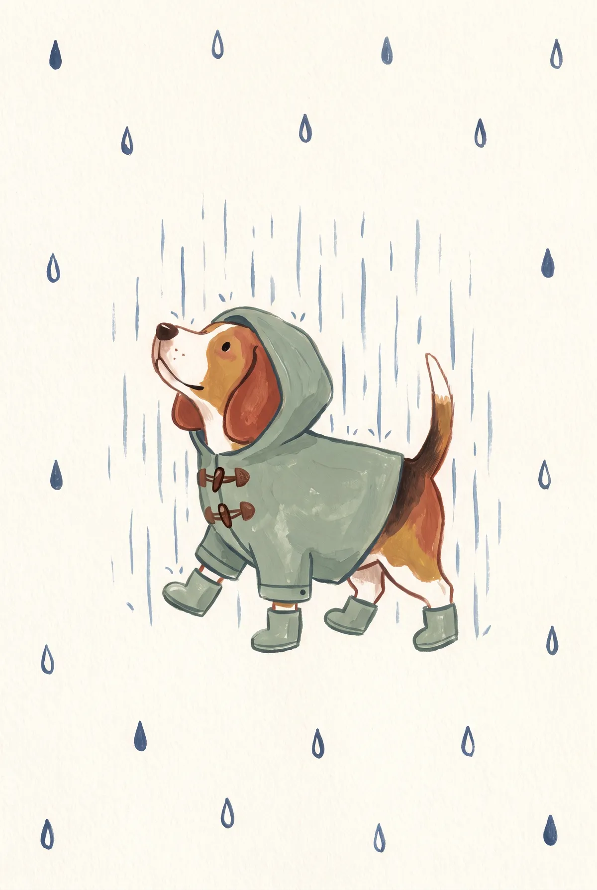 Beagle in Raincoat Print