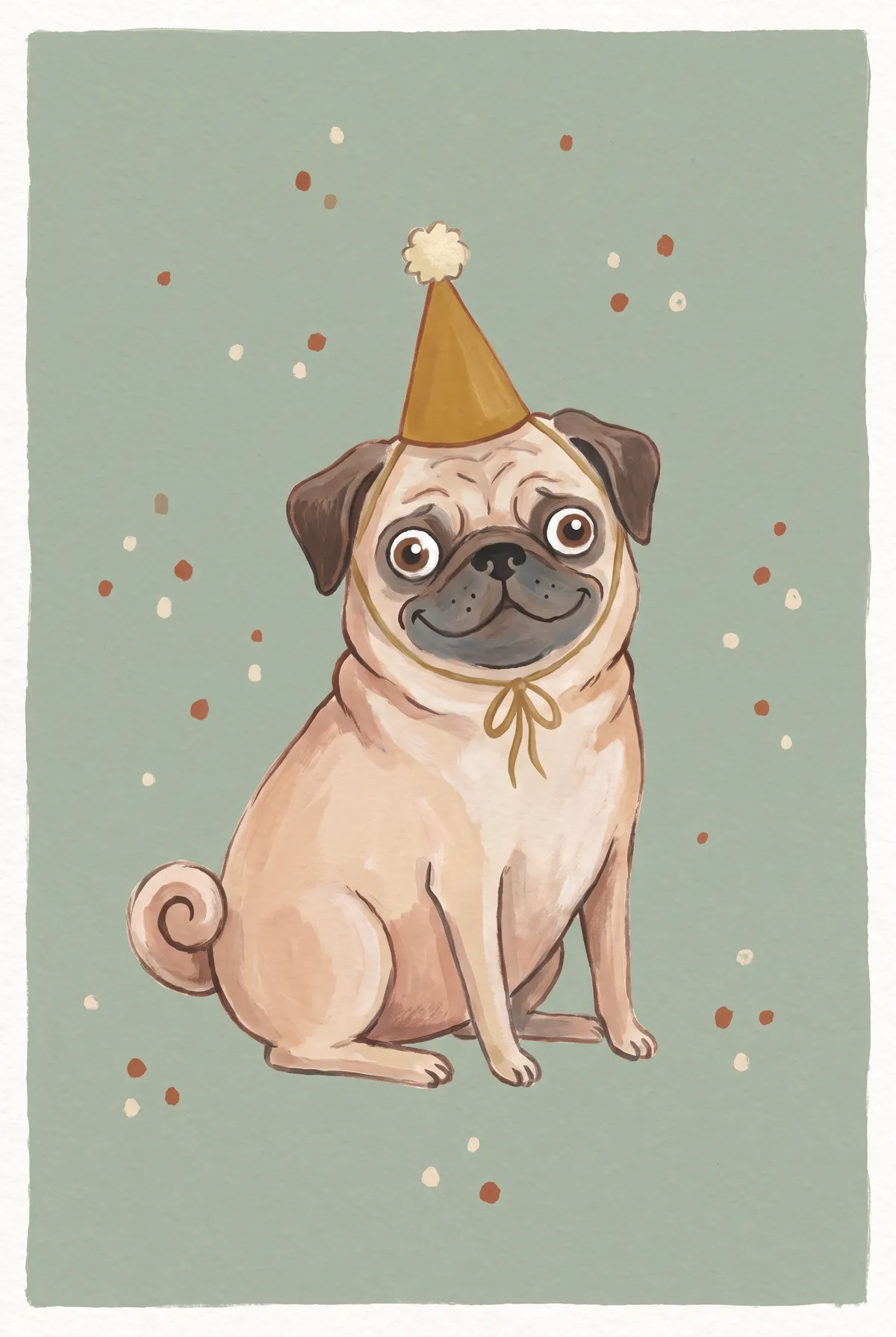 Party Hat Pug Print