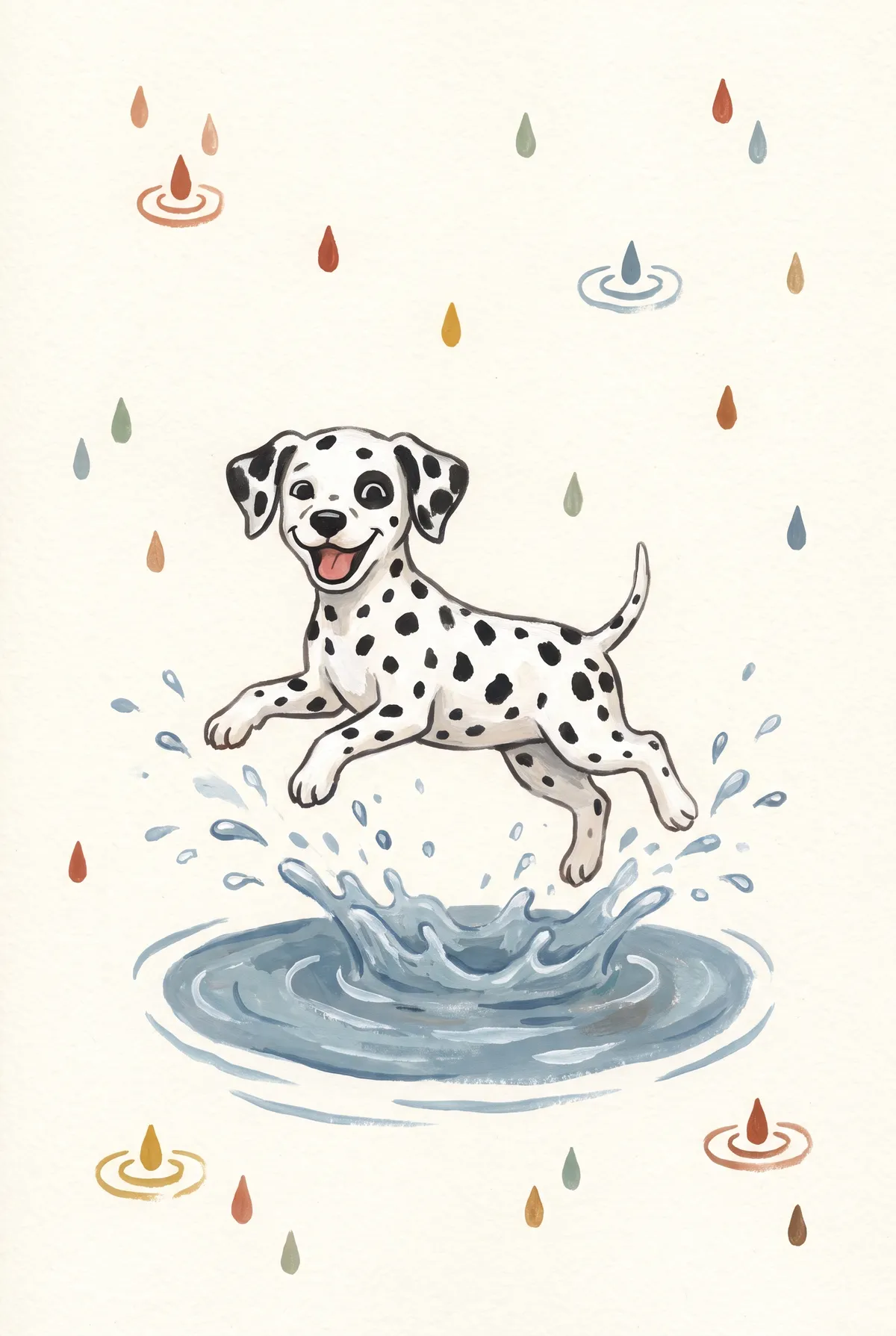 Dalmatian Puppy Puddle Splash Print